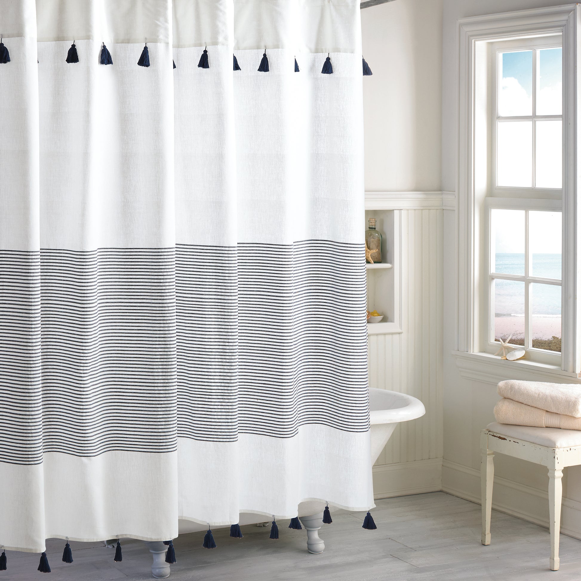 Peri Home Panama Stripe Shower Curtain