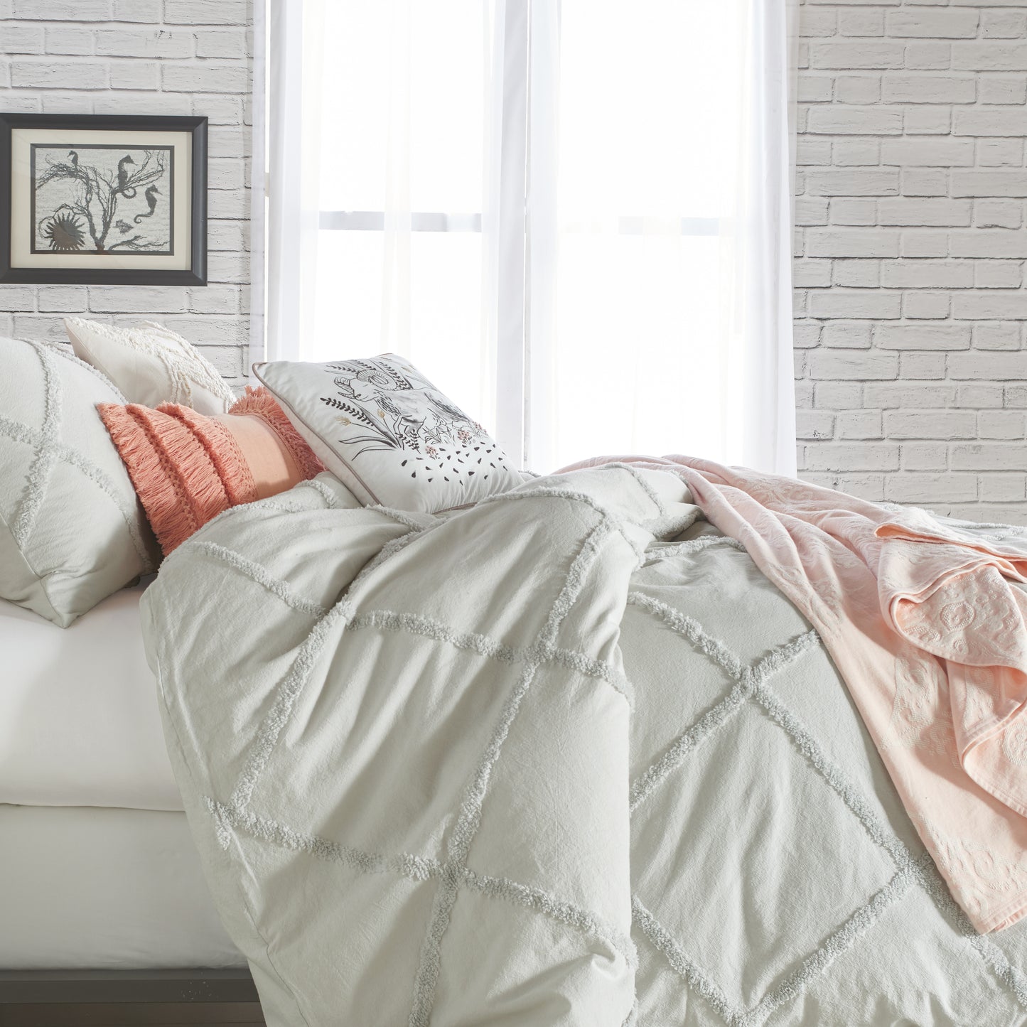 Peri Home Chenille Lattice Duvet Bedding Collection