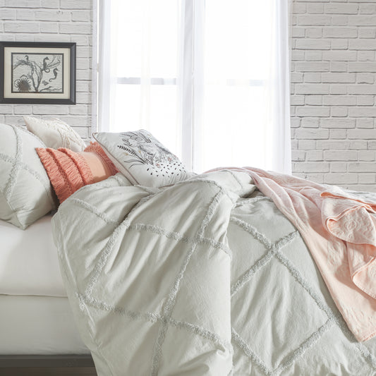 Peri Home Chenille Lattice Comforter Bedding Collection grey