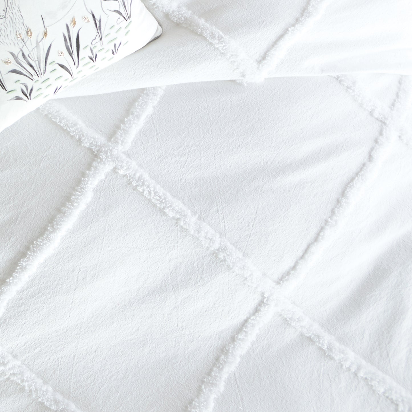 Peri Home Chenille Lattice Duvet Bedding Collection white