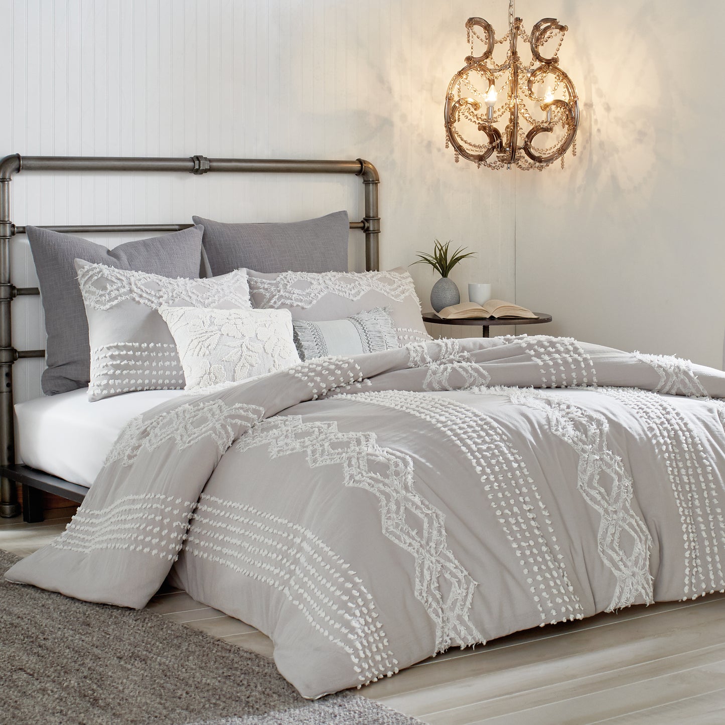 Peri Home Cut Geo Comforter Bedding Collection grey