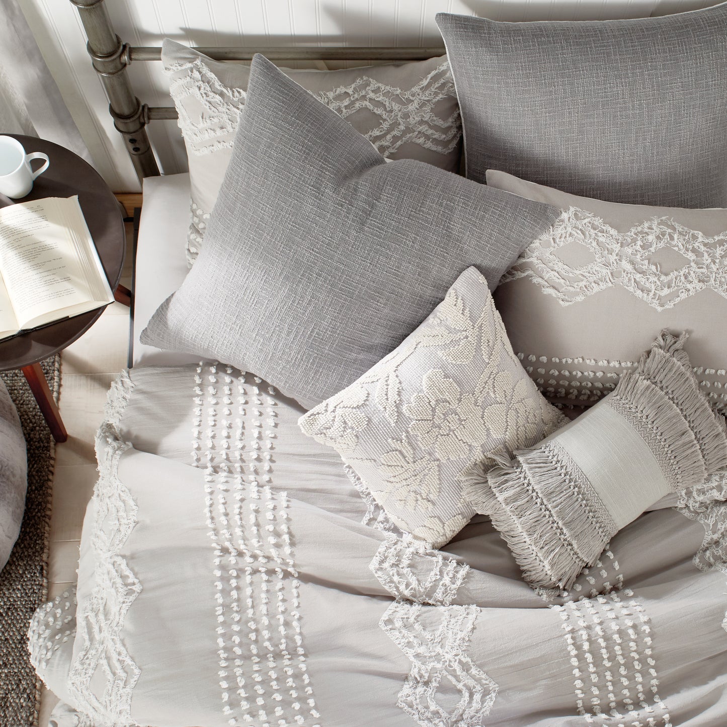 Peri Home Cut Geo Comforter Bedding Collection grey