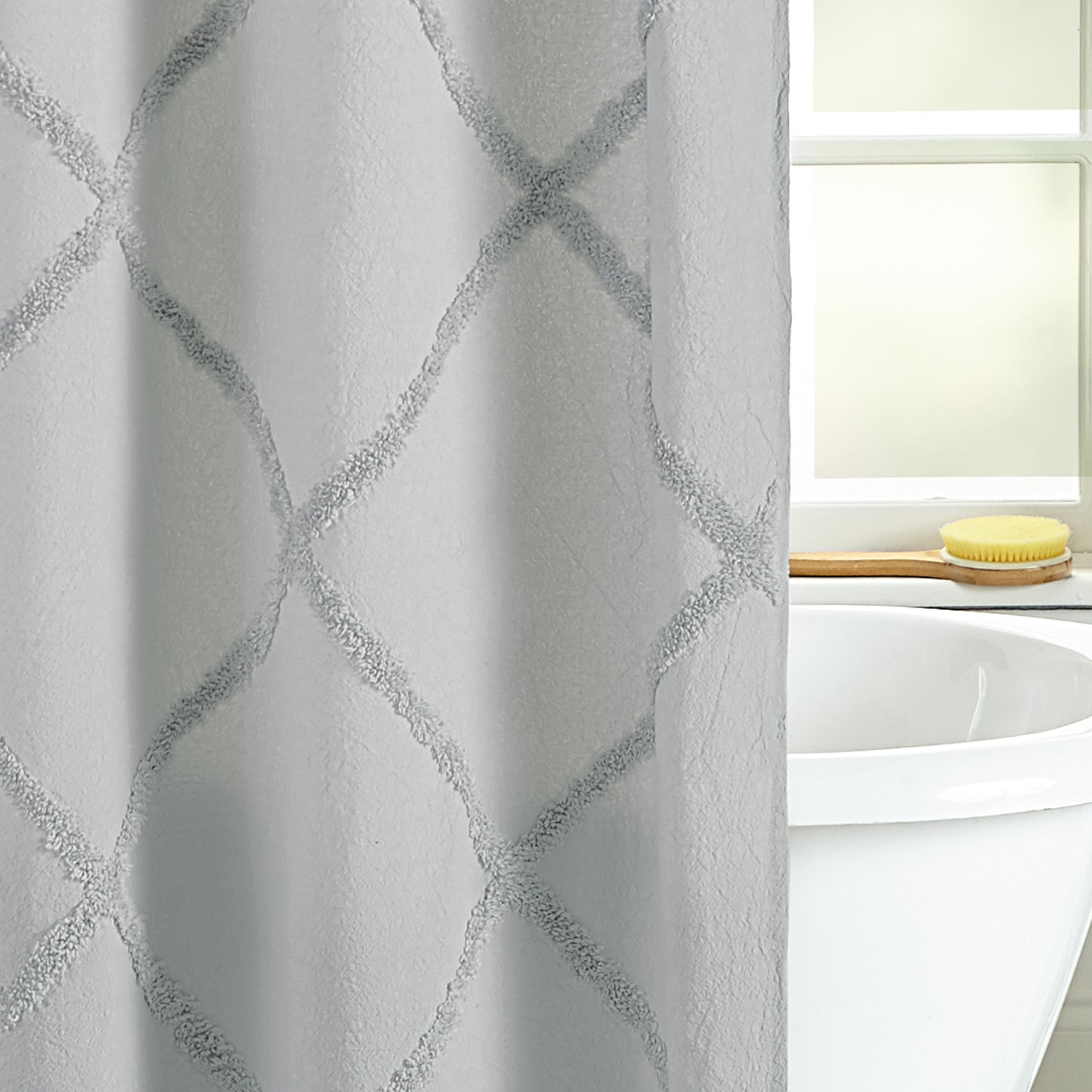 Peri Home Chenille Lattice Shower Curtain grey