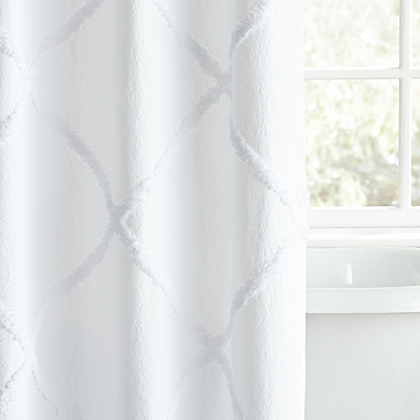 Peri Home Chenille Lattice Shower Curtain white