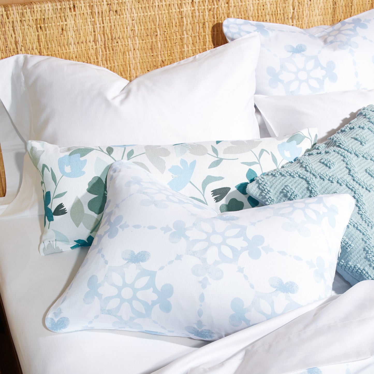 Wellbe Flora Bolster Pillow Blue