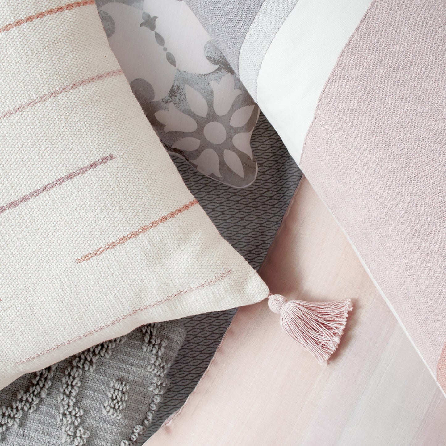 Wellbe Echo Decorative Pillows Blush and Grey