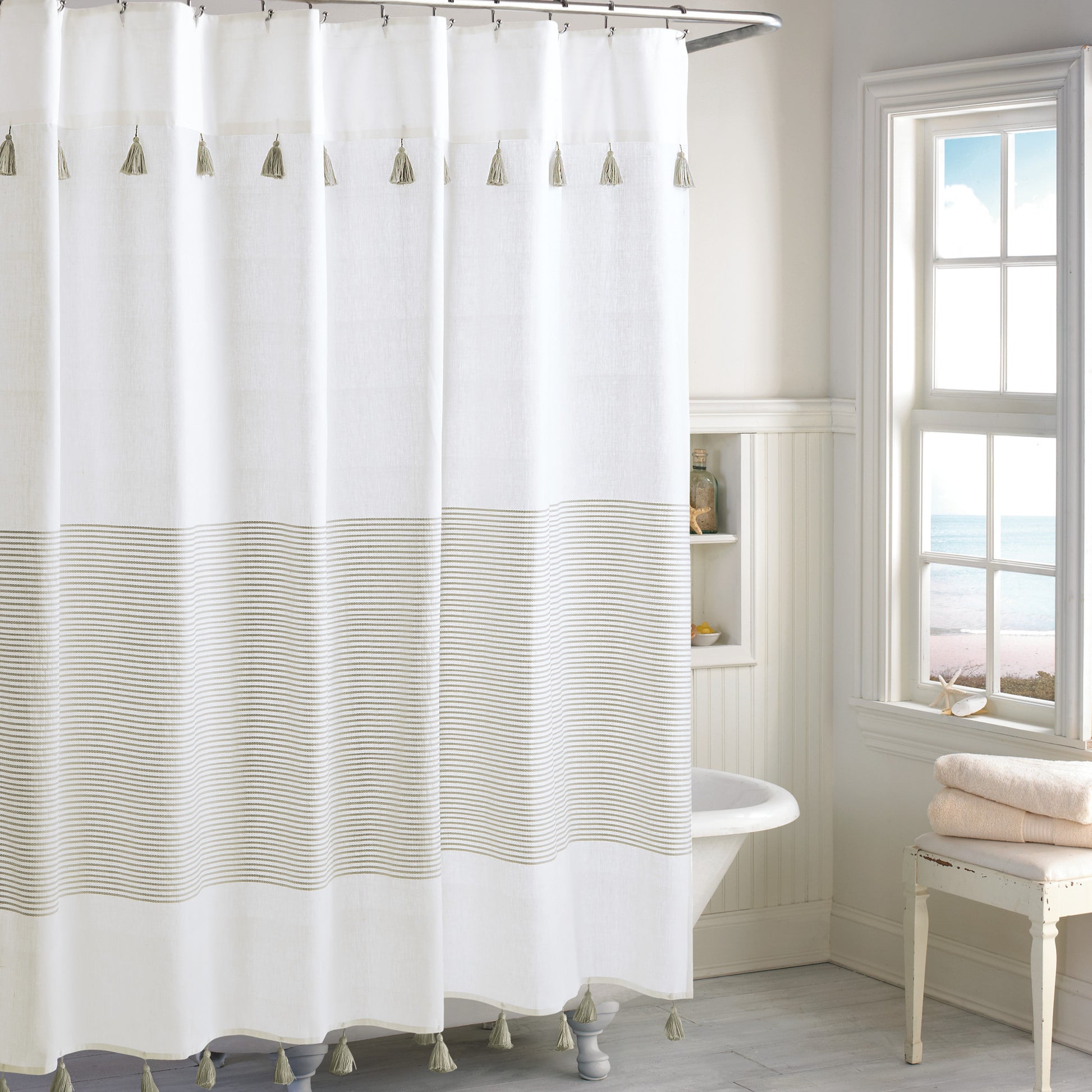 Peri Home Panama Stripe Shower Curtain