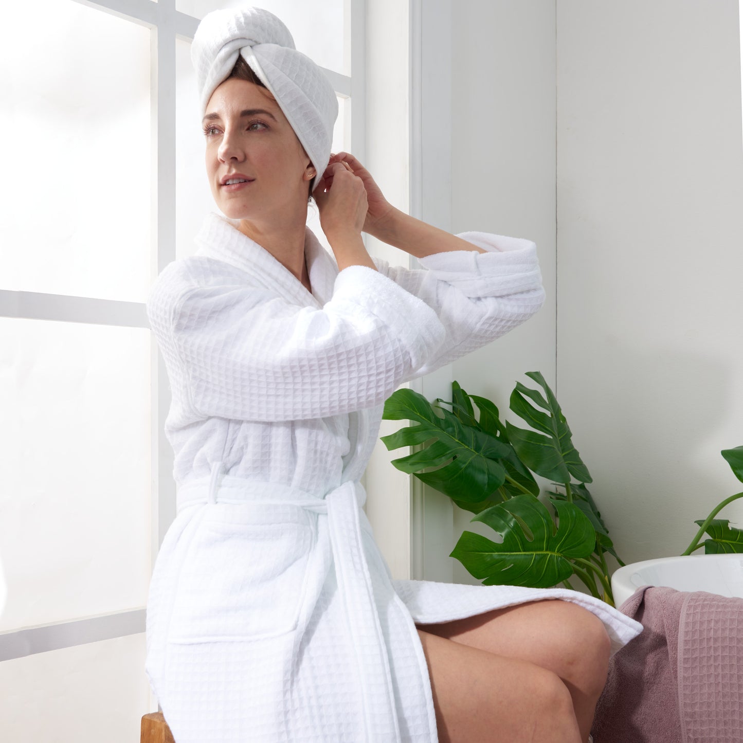 Uchino Waffle Twist Hair Towel