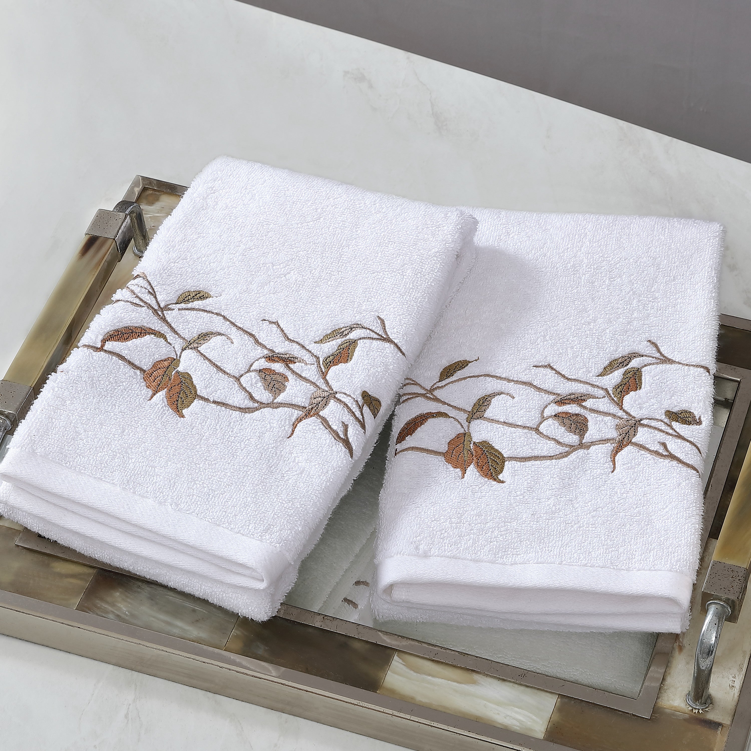 Rosefan Embroidered Bath Towels