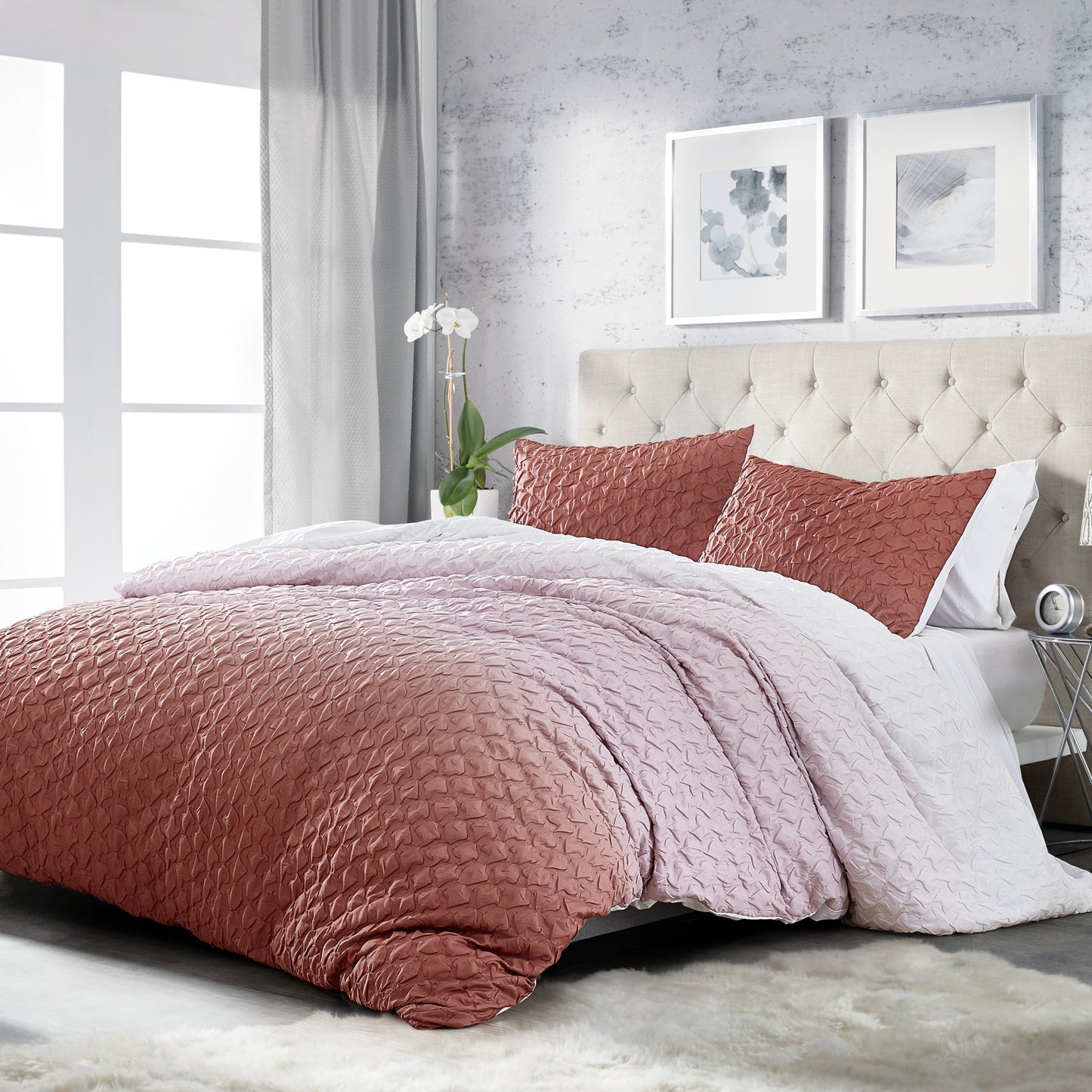 Microsculpt Ombre Honeycomb Comforter Set