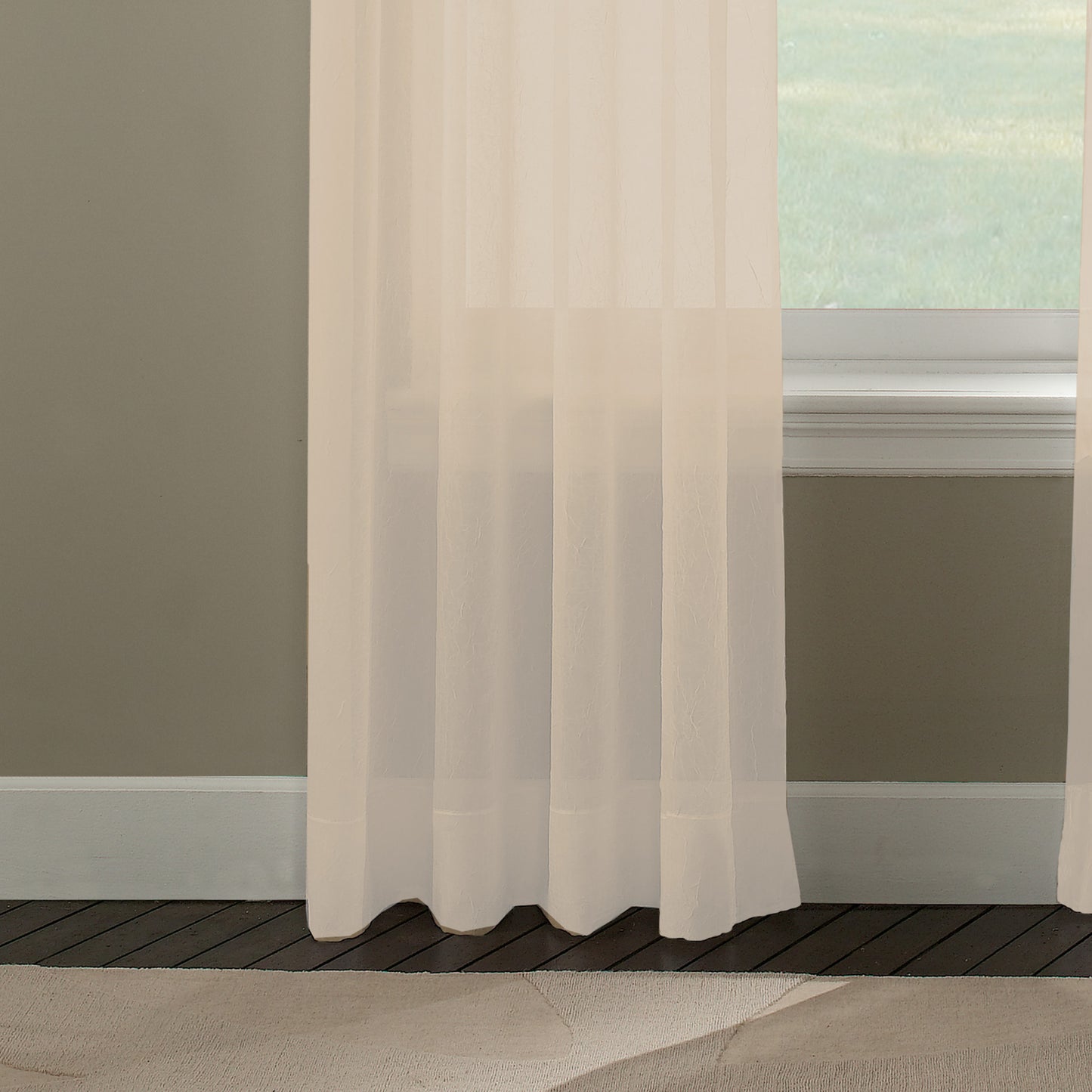 Curtainworks Trinity Crinkle Voile Window Curtain Panel Winter White