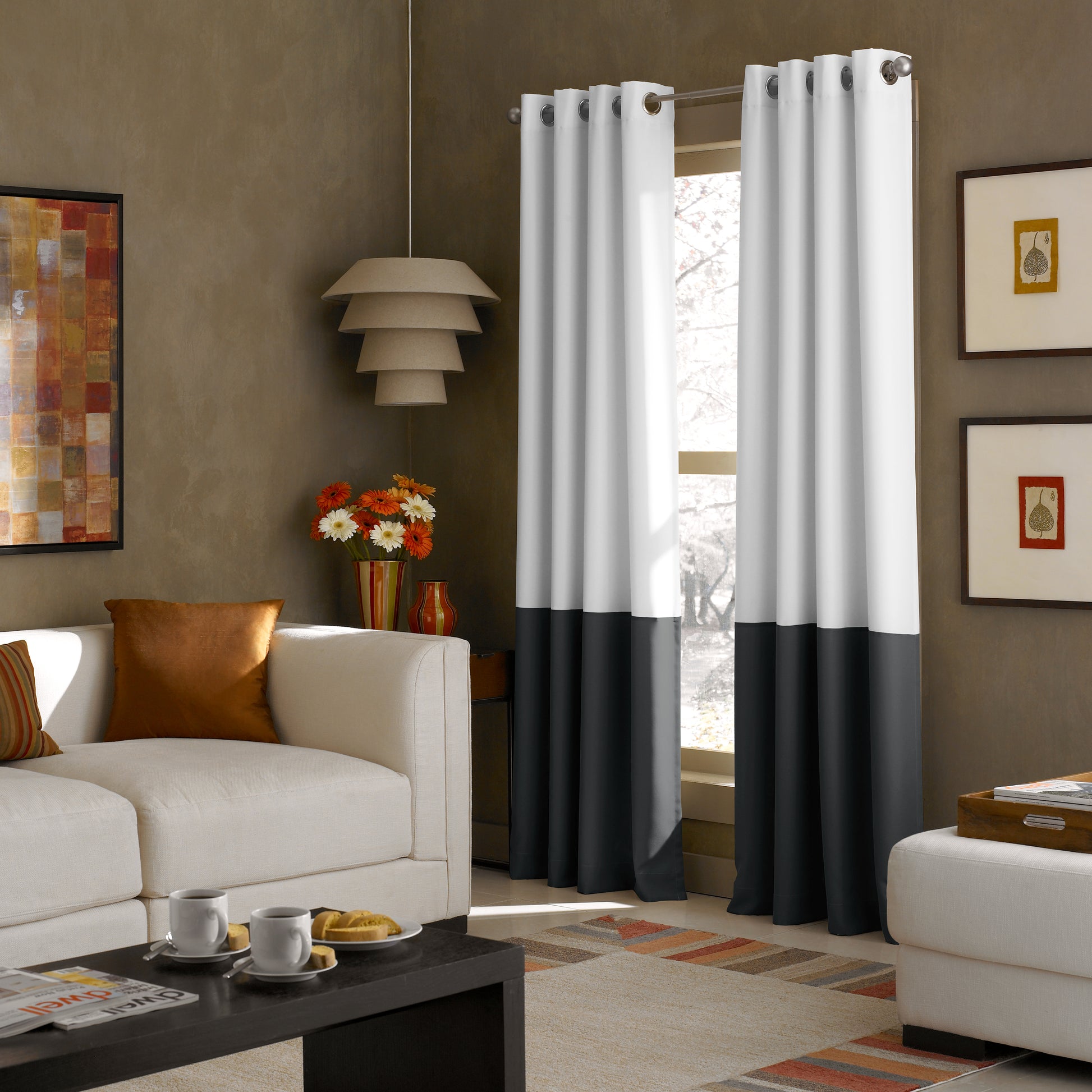 Curtainworks Kendall Grommet Window Curtain Panel White/Grey