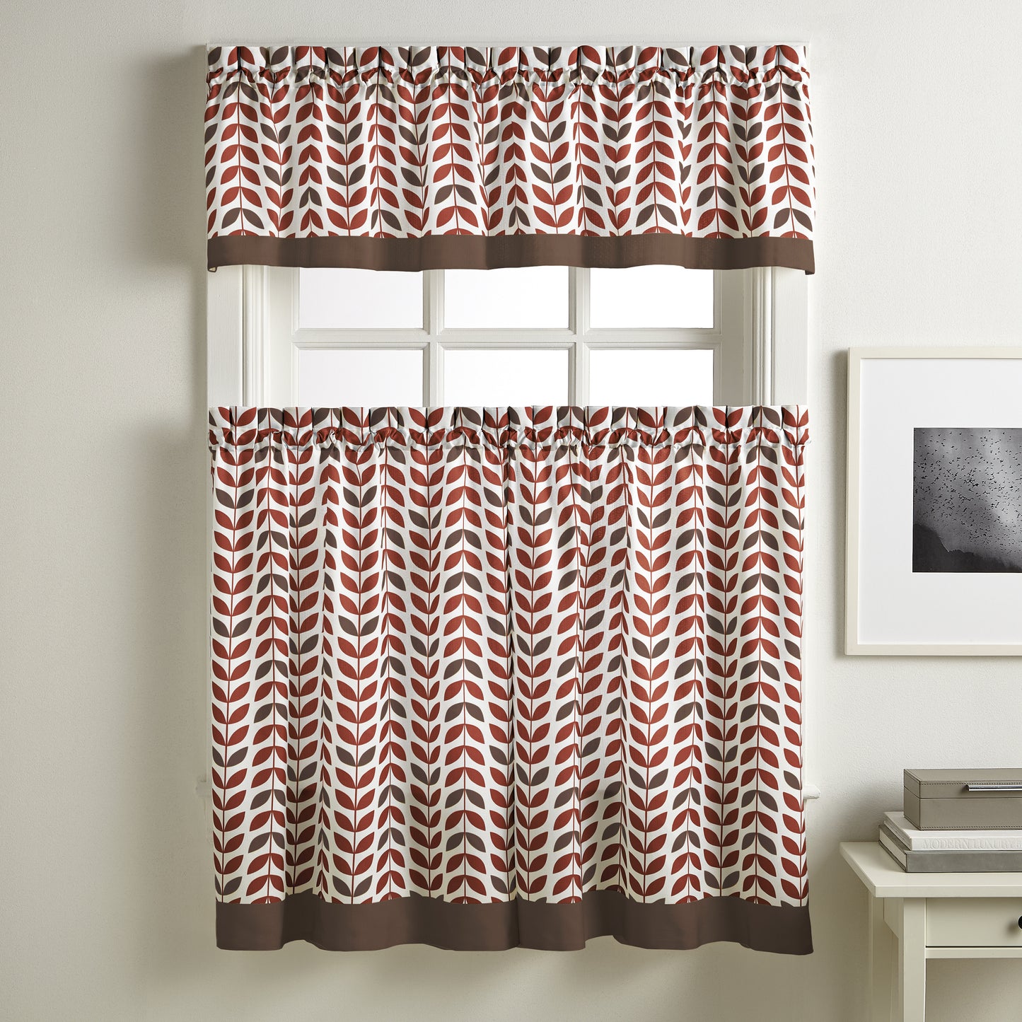 Curtainworks Savannah Eyelet Tier & Valance Separates Bordeaux