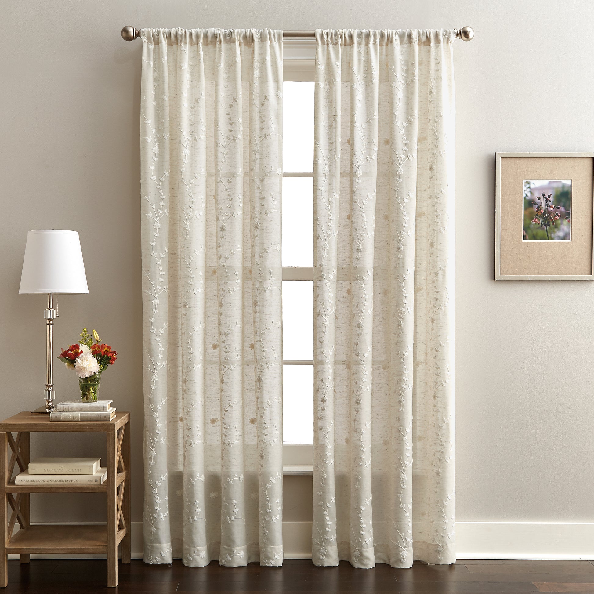 Lynette Poletop Window Curtain Panel Linen