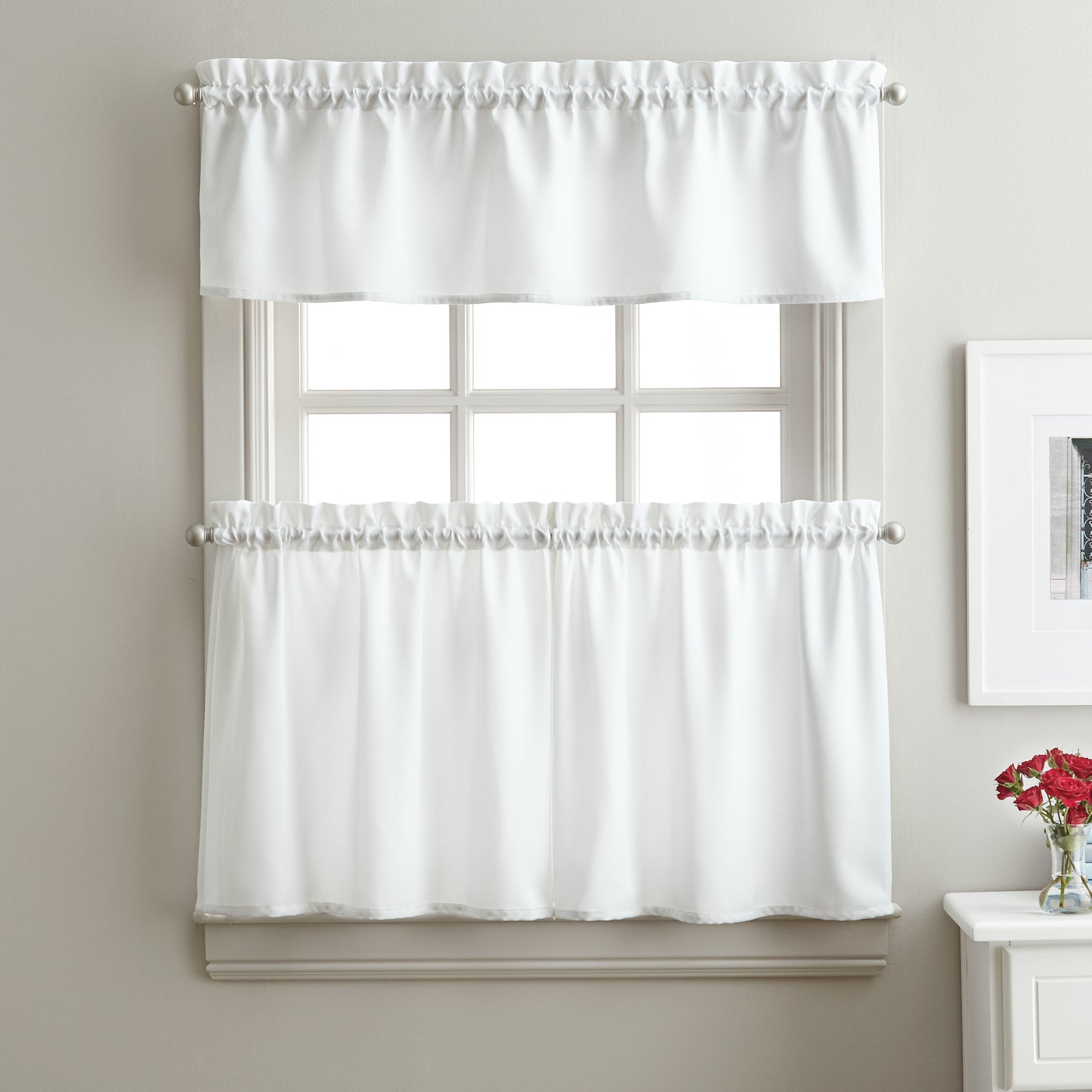 Curtainworks Solid Twill Tiers & Valance Set White