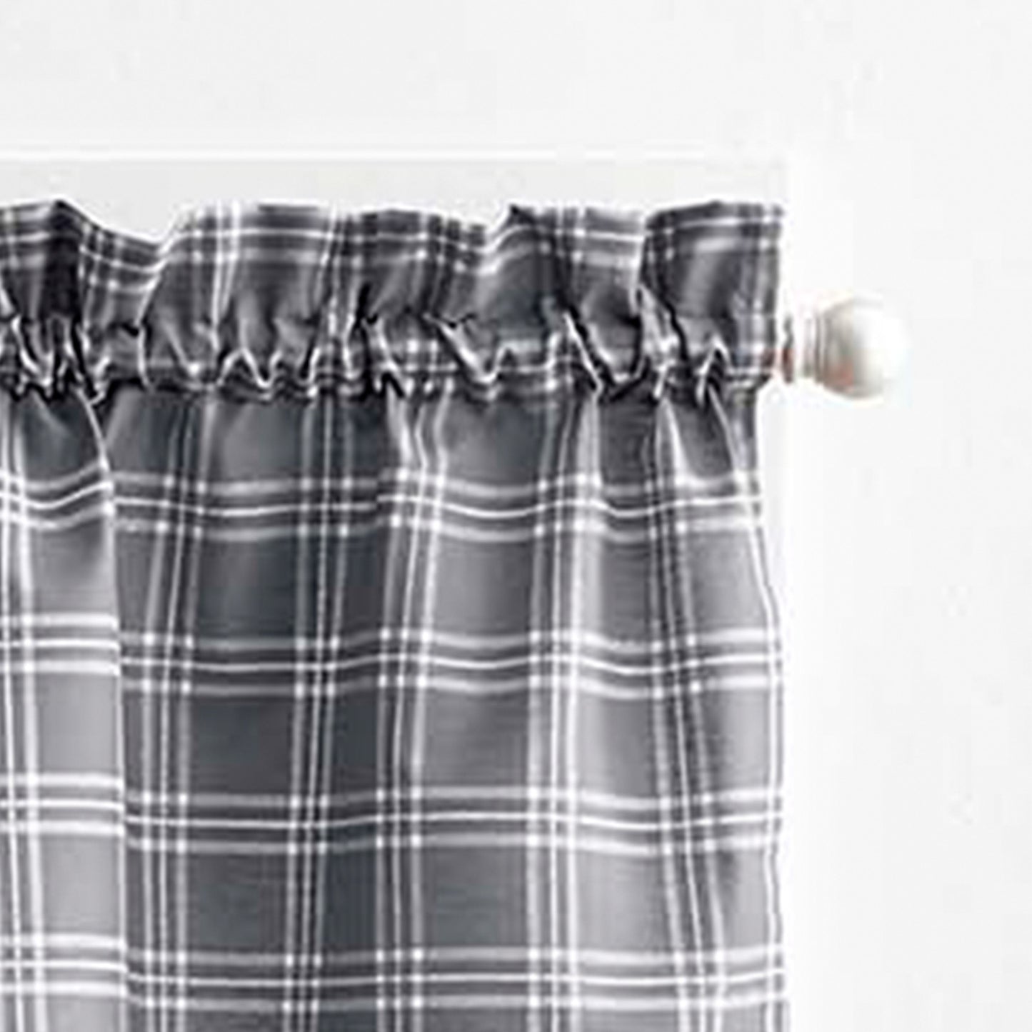 Curtainworks Lodge Plaid Valance & Tiers Set Grey