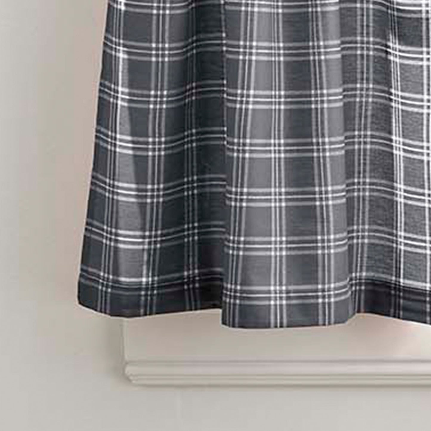 Curtainworks Lodge Plaid Valance & Tiers Set Grey