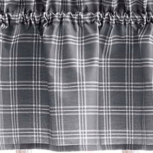 Curtainworks Lodge Plaid Valance & Tiers Set Grey