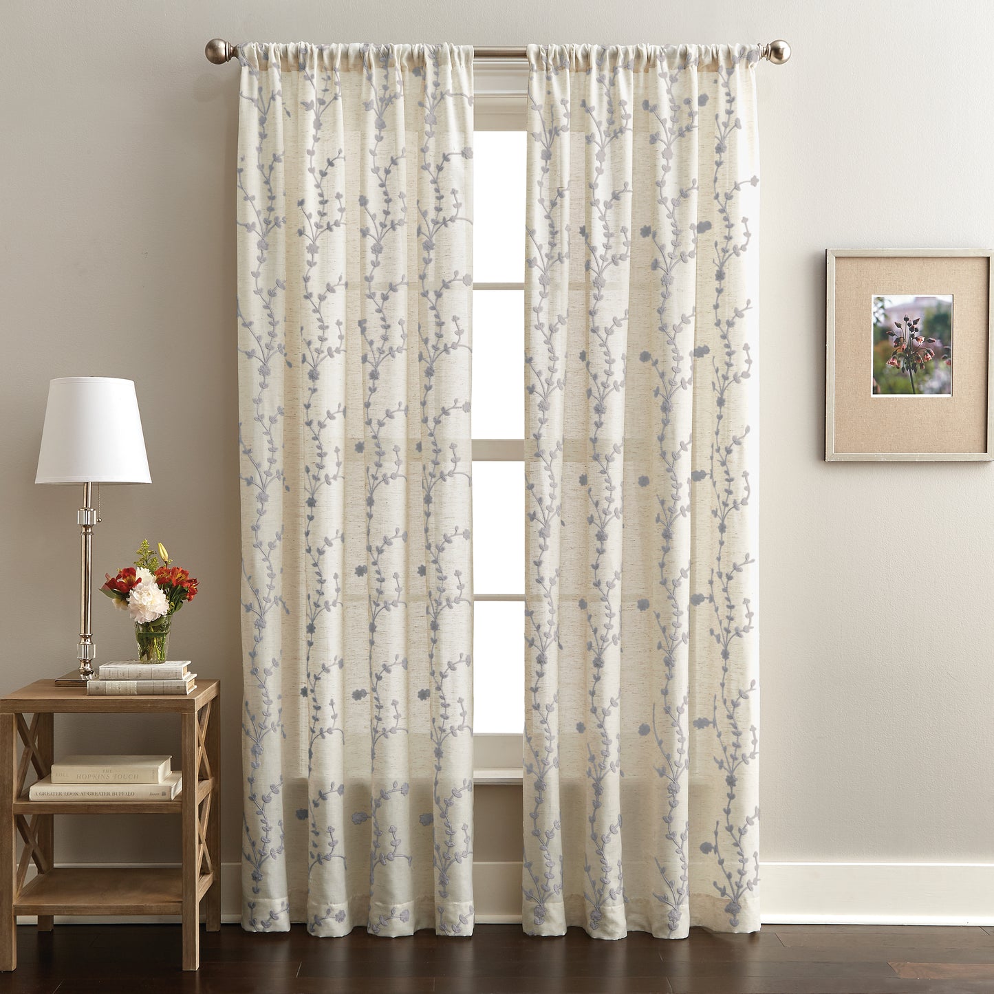 Lynette Poletop Window Curtain Panel Grey