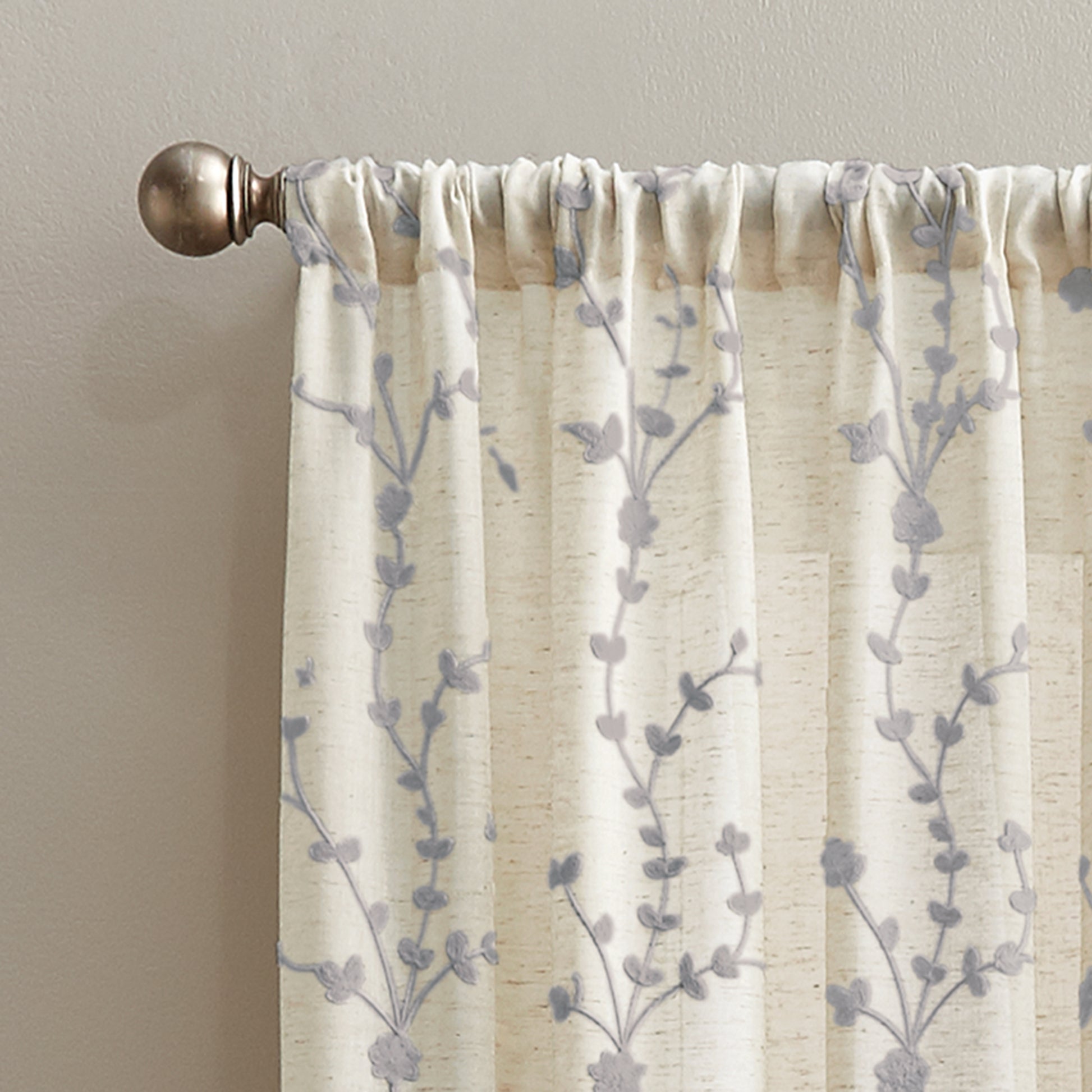 Lynette Poletop Window Curtain Panel Grey