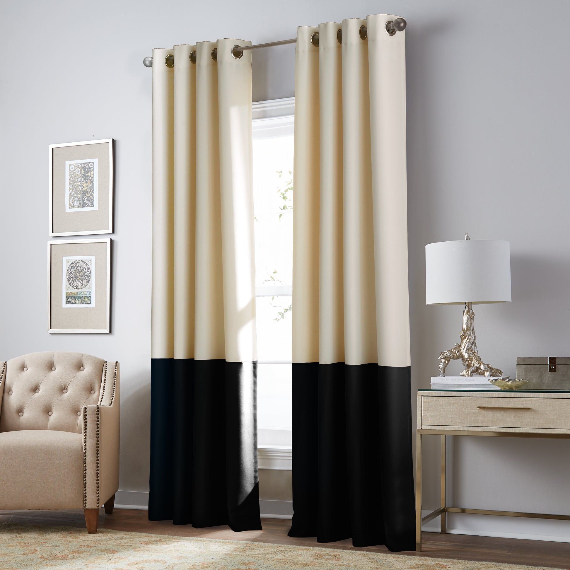 Curtainworks Kendall Grommet Window Curtain Panel Cream Black