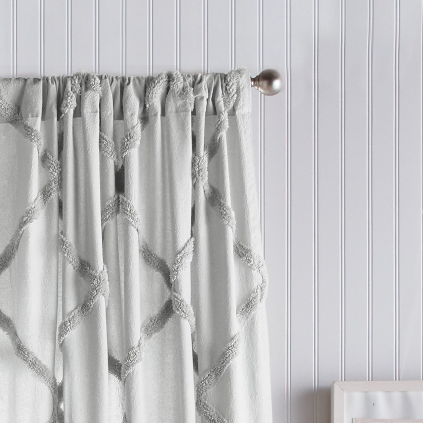 Peri Home Chenille Lattice Window Curtain Panel grey