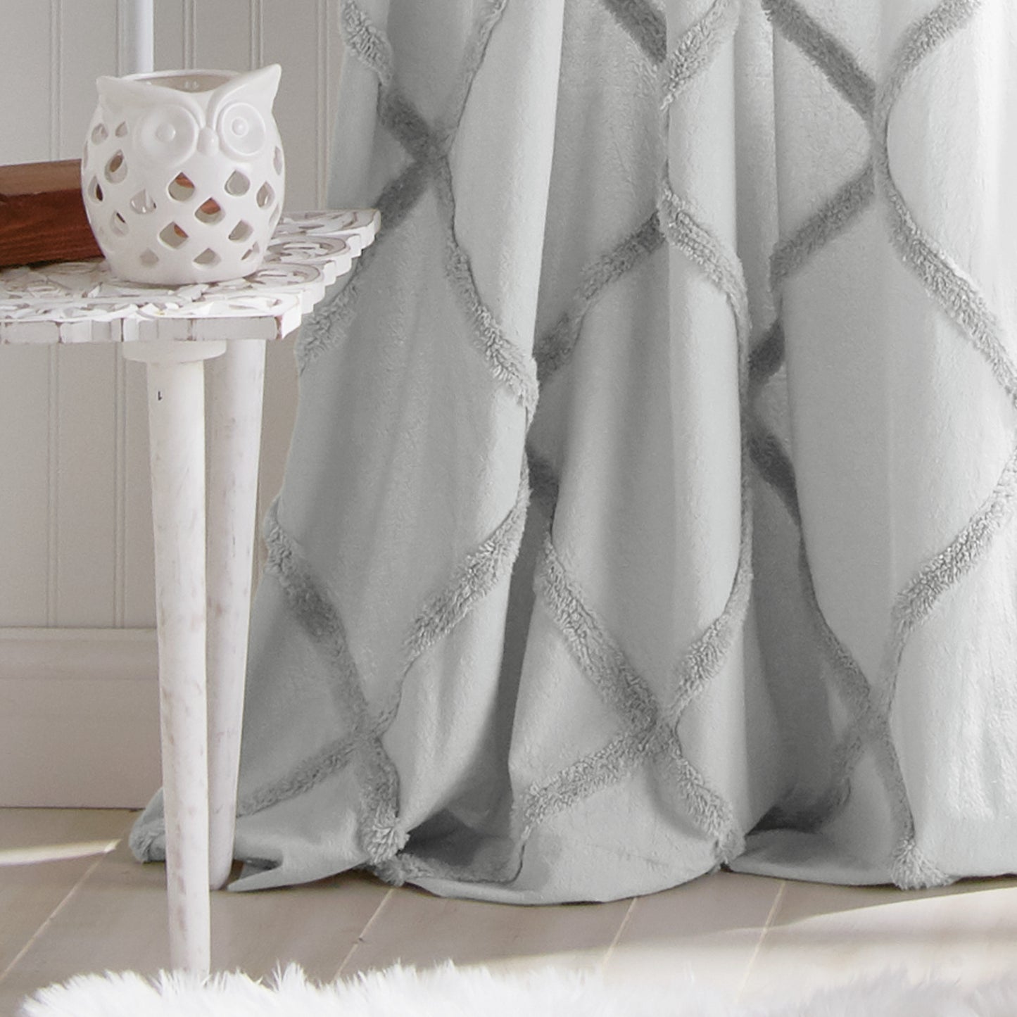 Peri Home Chenille Lattice Window Curtain Panel grey