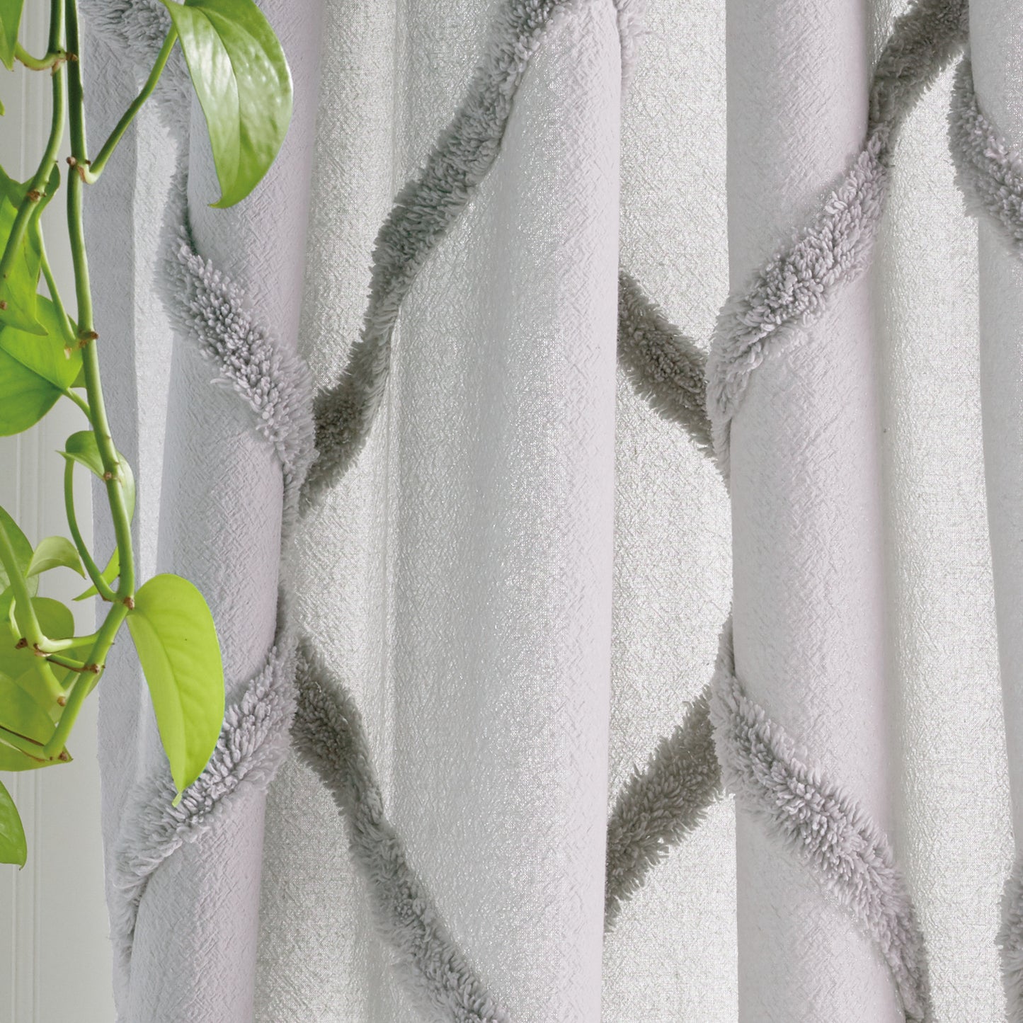 Peri Home Chenille Lattice Window Curtain Panel grey