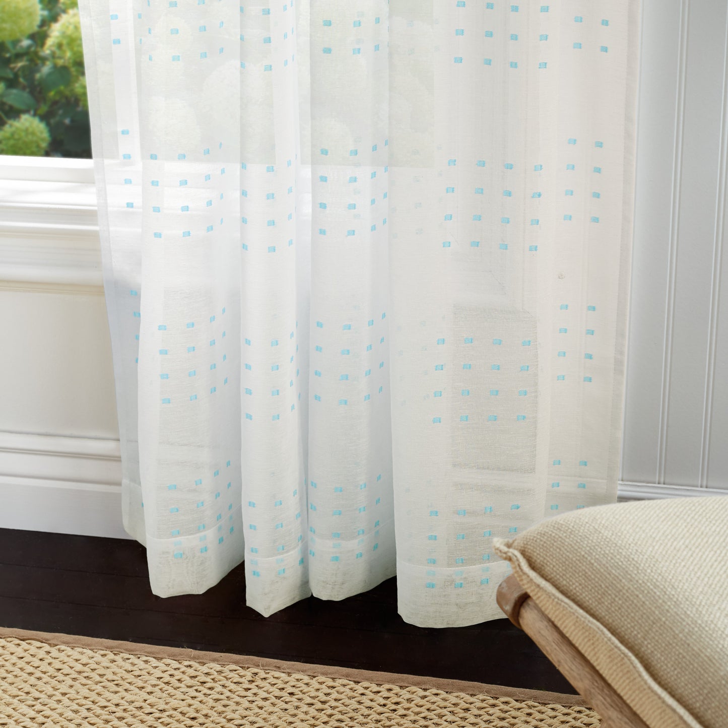 Martha Stewart Montauk Clip Sheer Curtain Panel Seafoam