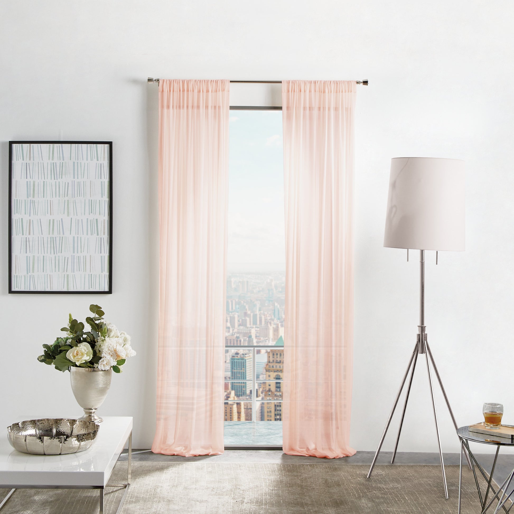 Martha Stewart Glacier Sheer Curtain Panel Blush