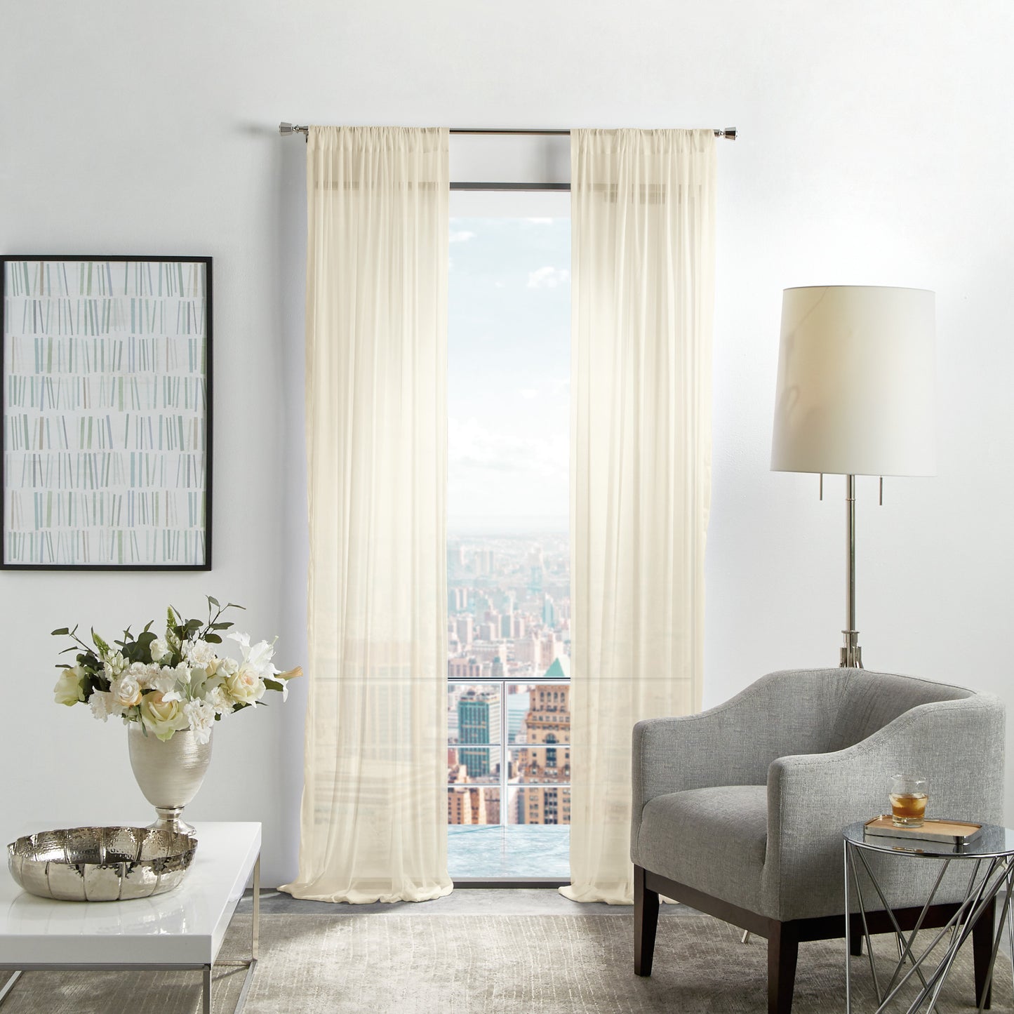 Martha Stewart Glacier Sheer Curtain Panel Ivory