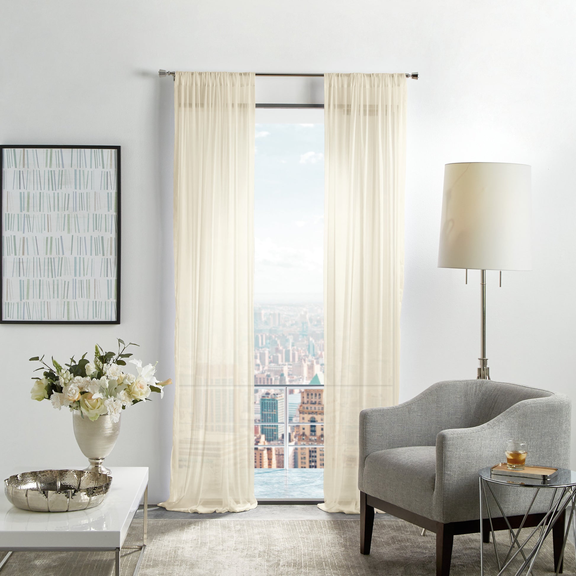 Martha Stewart Glacier Sheer Curtain Panel Ivory