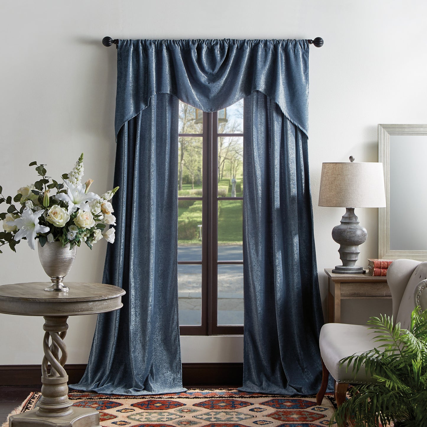 Martha Stewart Naples Chenille Curtain Panel Navy