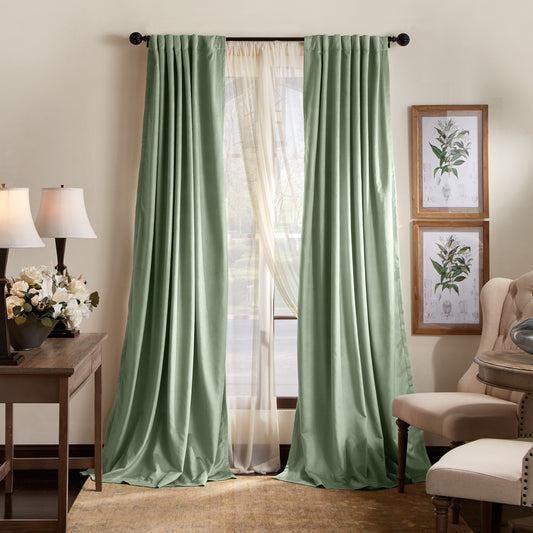 Martha Stewart Lucca Velvet Backtab Curtain Panel Green