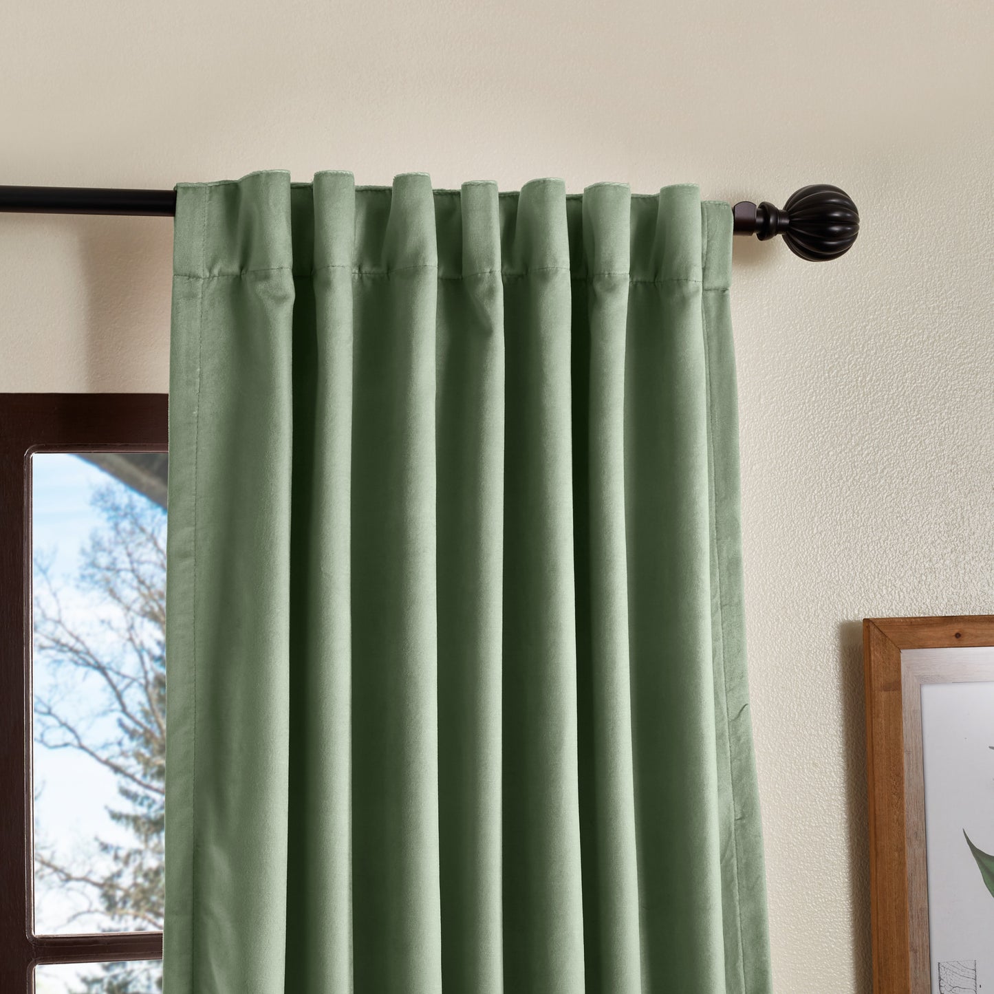 Martha Stewart Lucca Velvet Backtab Curtain Panel Green