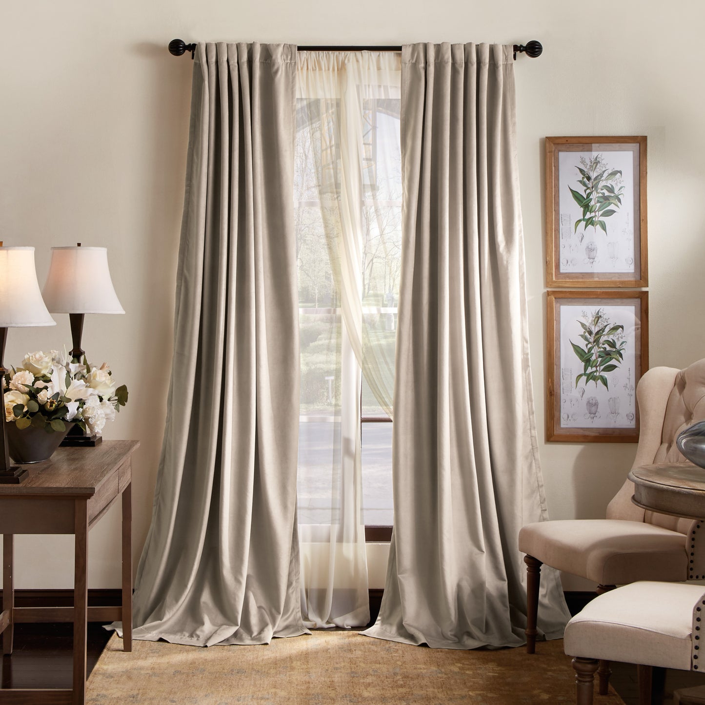 Martha Stewart Lucca Velvet Backtab Curtain Panel Linen