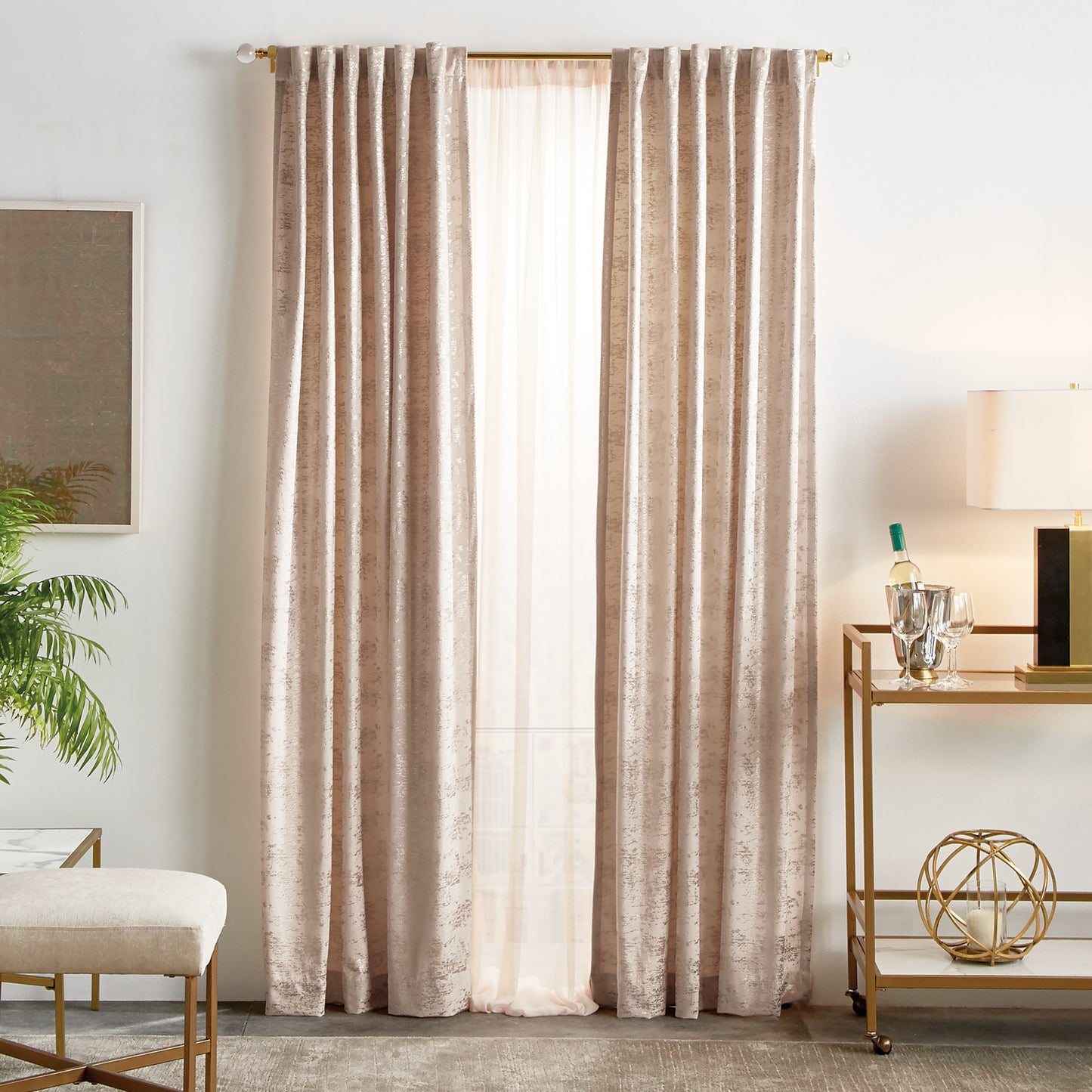 Martha Stewart Monroe Curtain Panel Blush