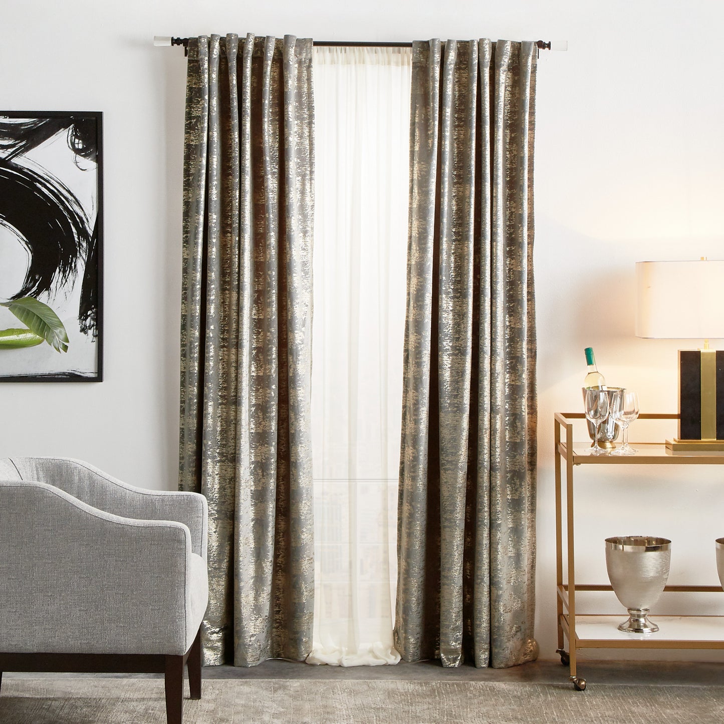 Martha Stewart Monroe Curtain Panel Silver