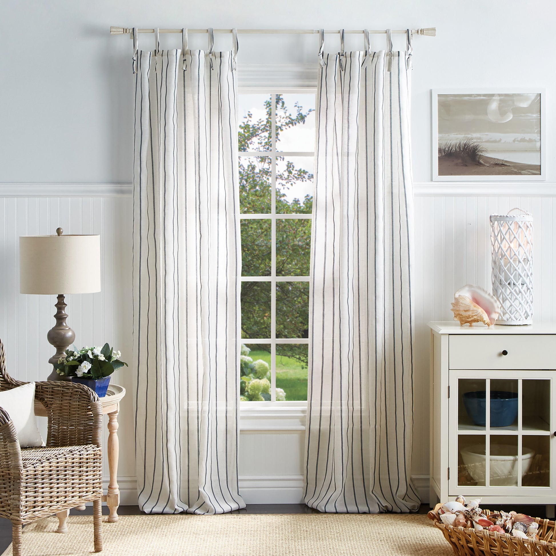 Martha Stewart Laguna Stripe Curtain Panel Navy