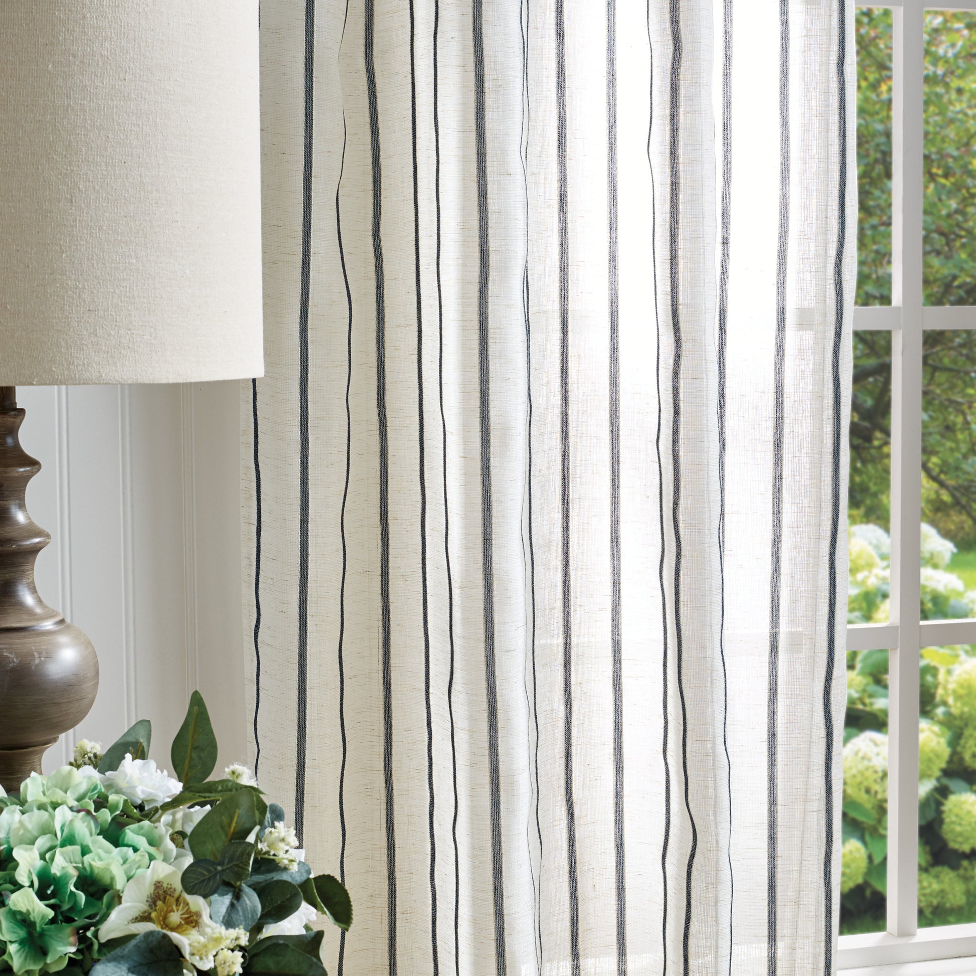 Martha Stewart Laguna Stripe Curtain Panel Navy
