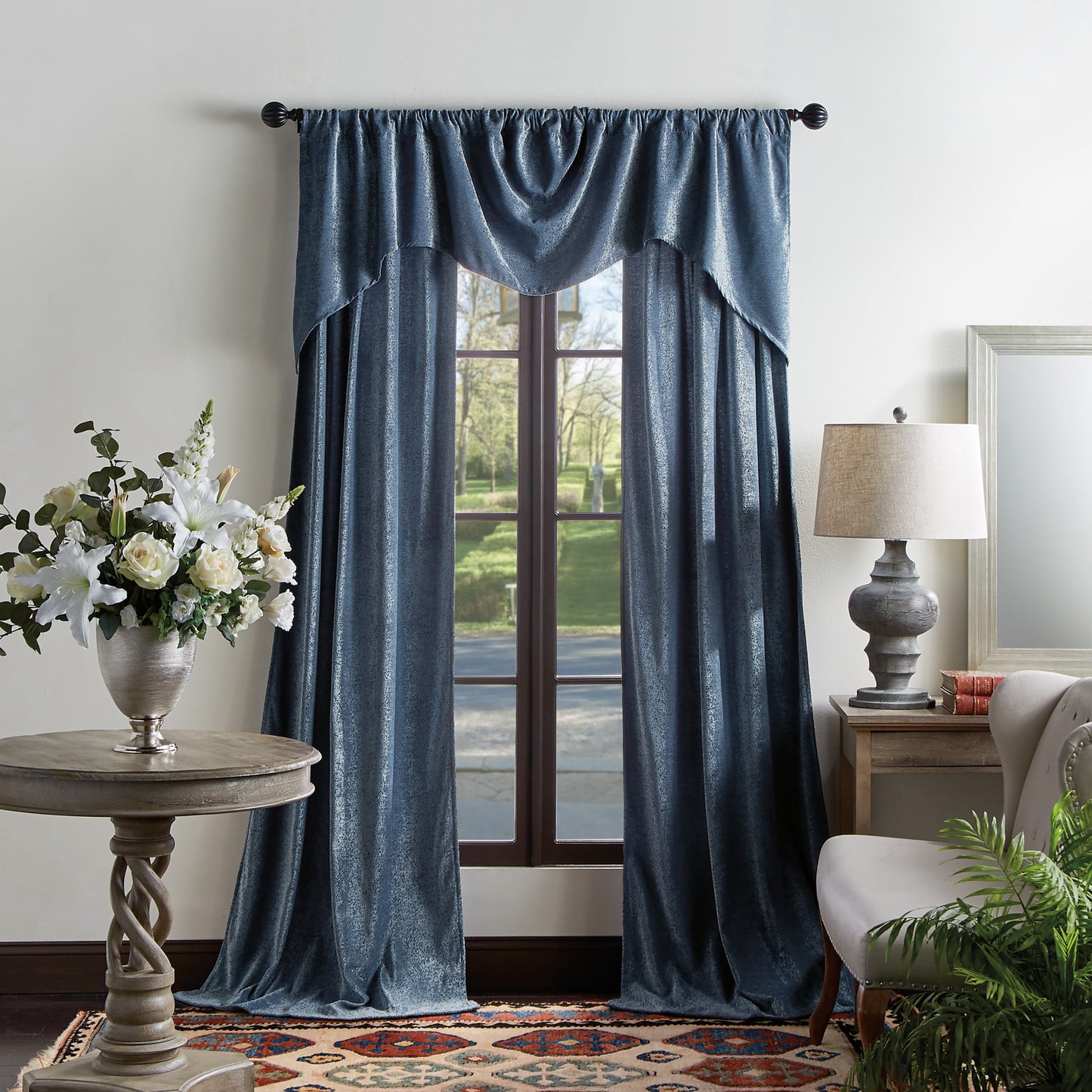 Martha Stewart Naples Chenille Valance Navy