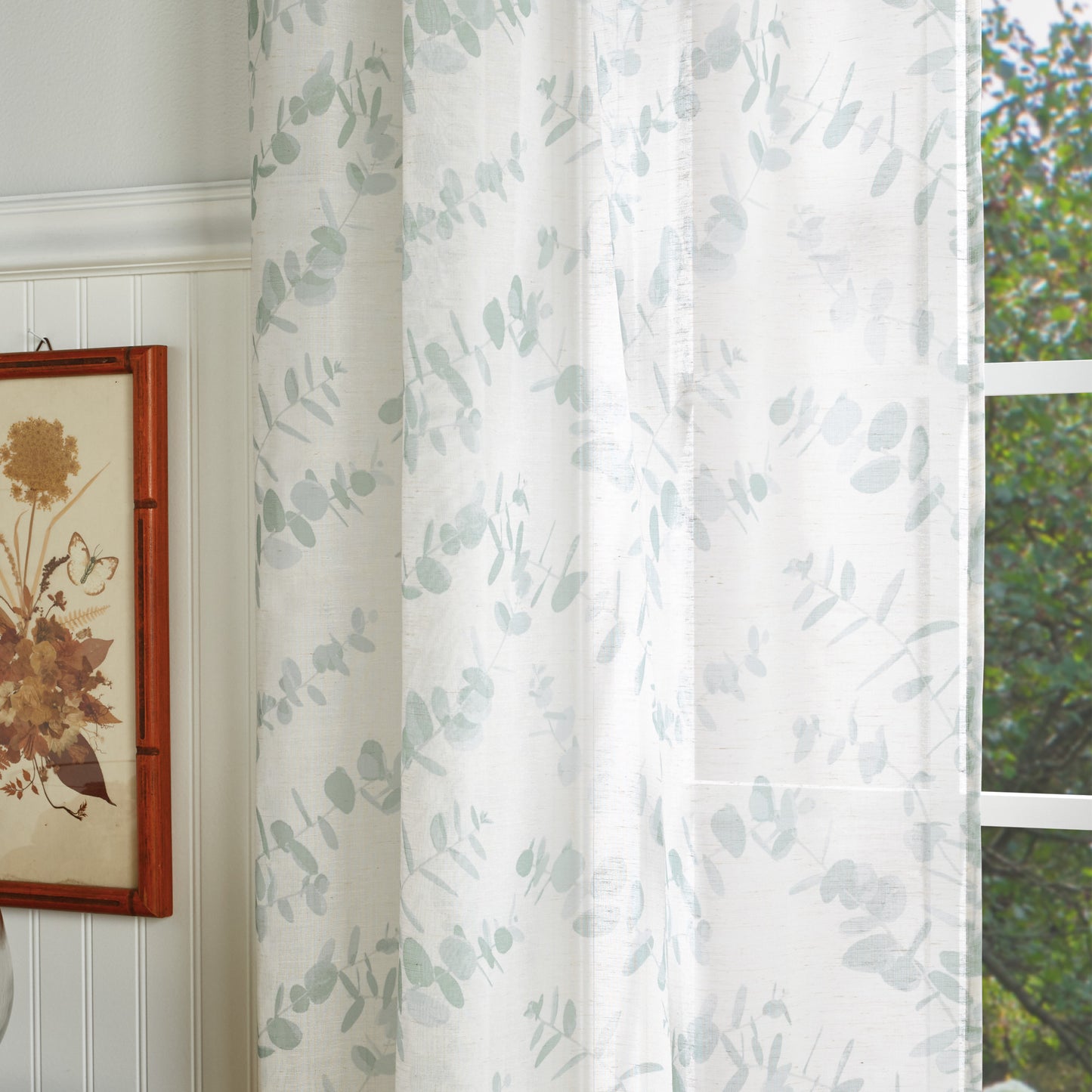 Martha Stewart Eucalyptus Window Panel Aqua