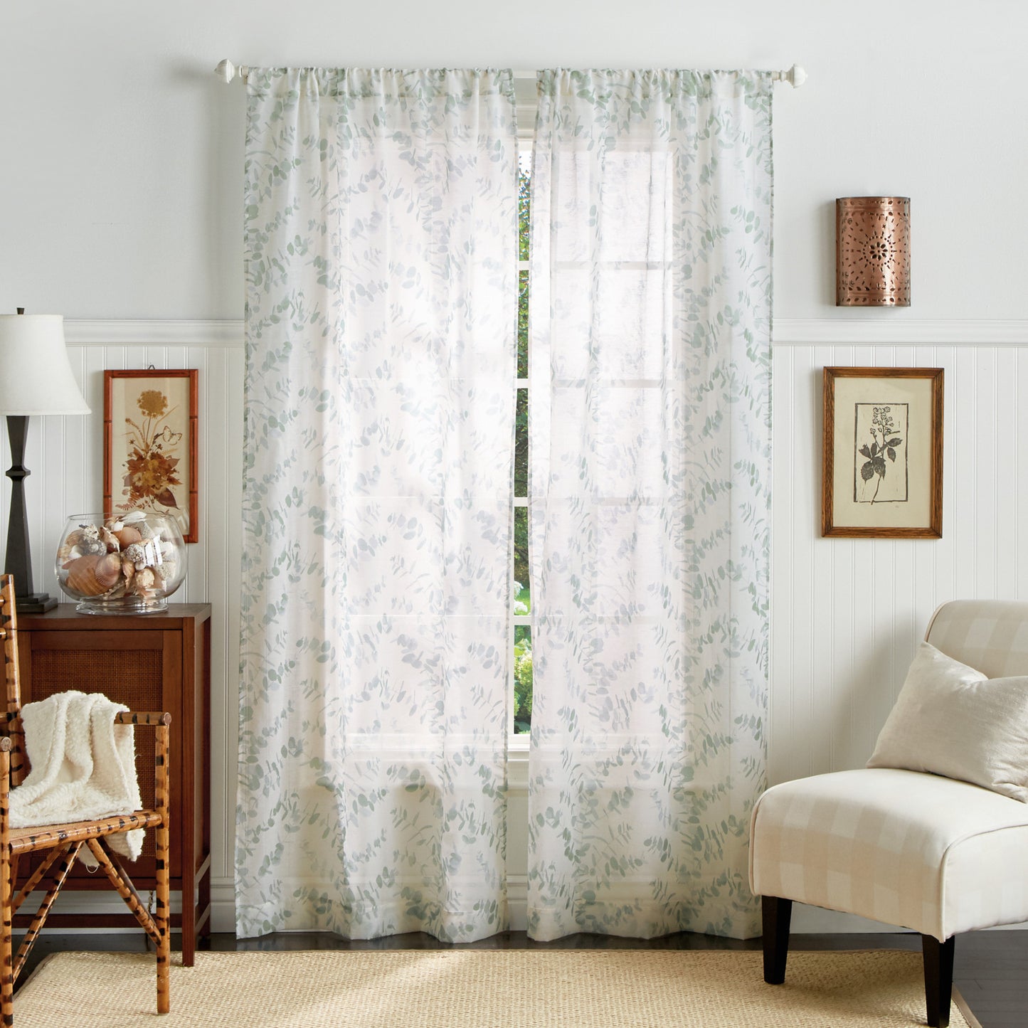Martha Stewart Eucalyptus Window Panel Aqua