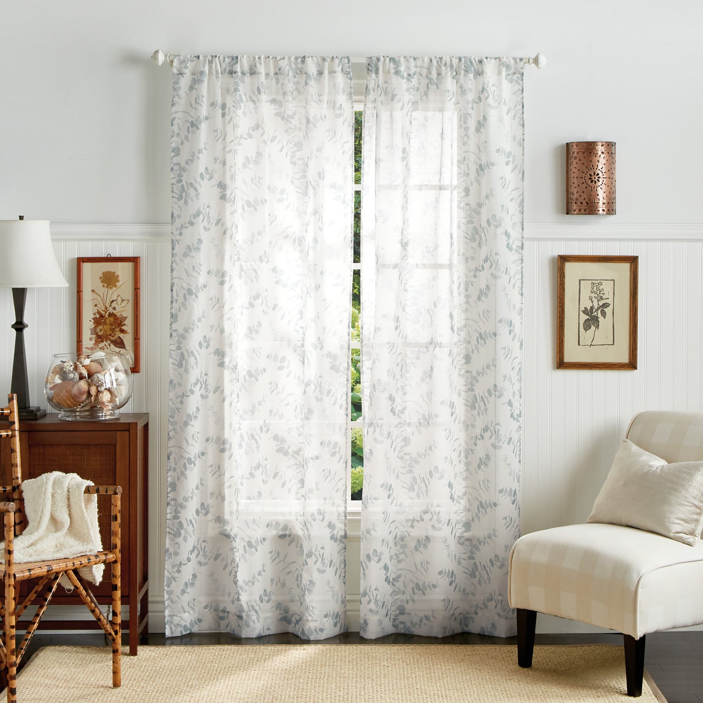 Martha Stewart Eucalyptus Window Panel Grey