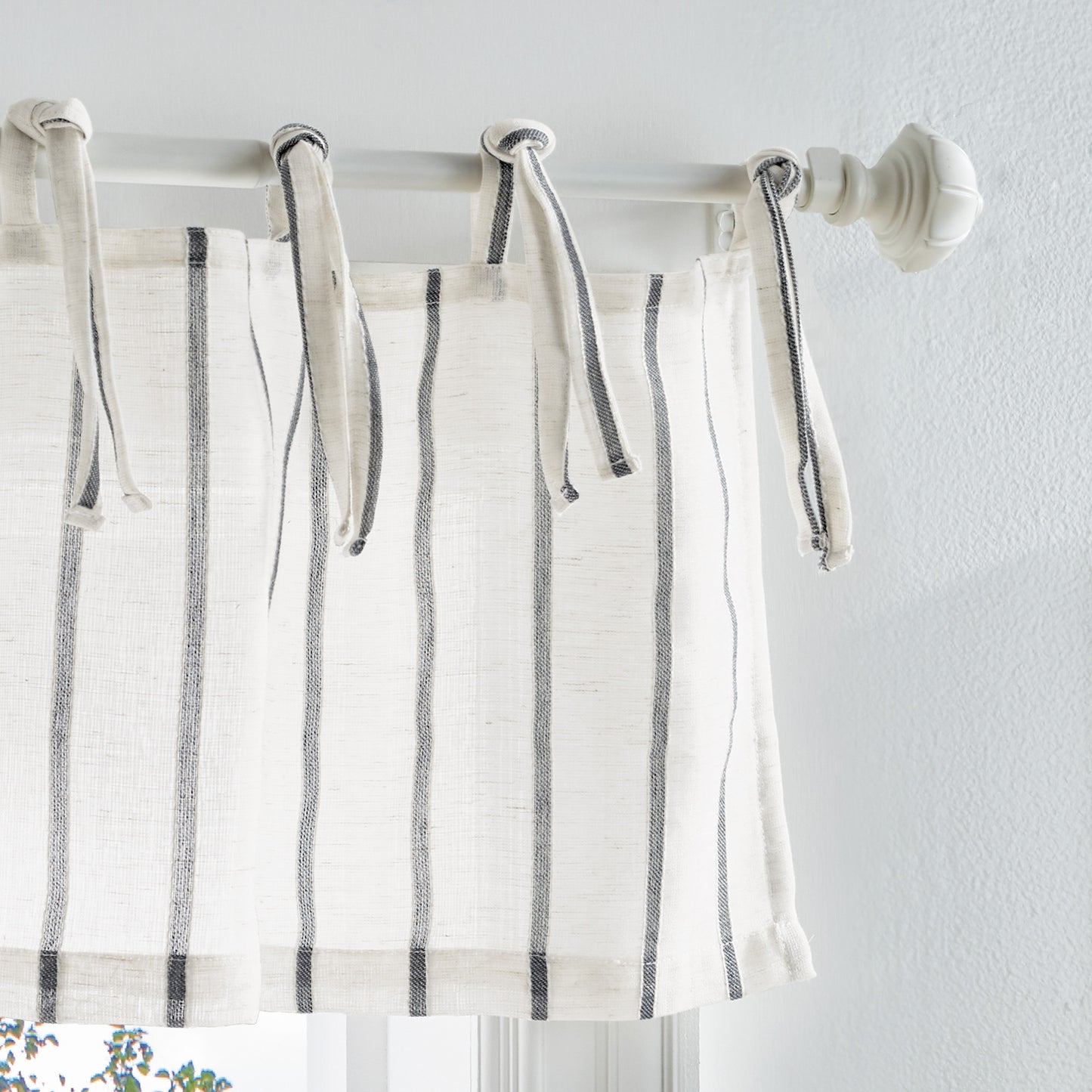 Martha Stewart Laguna Stripe Valance & Tiers Grey