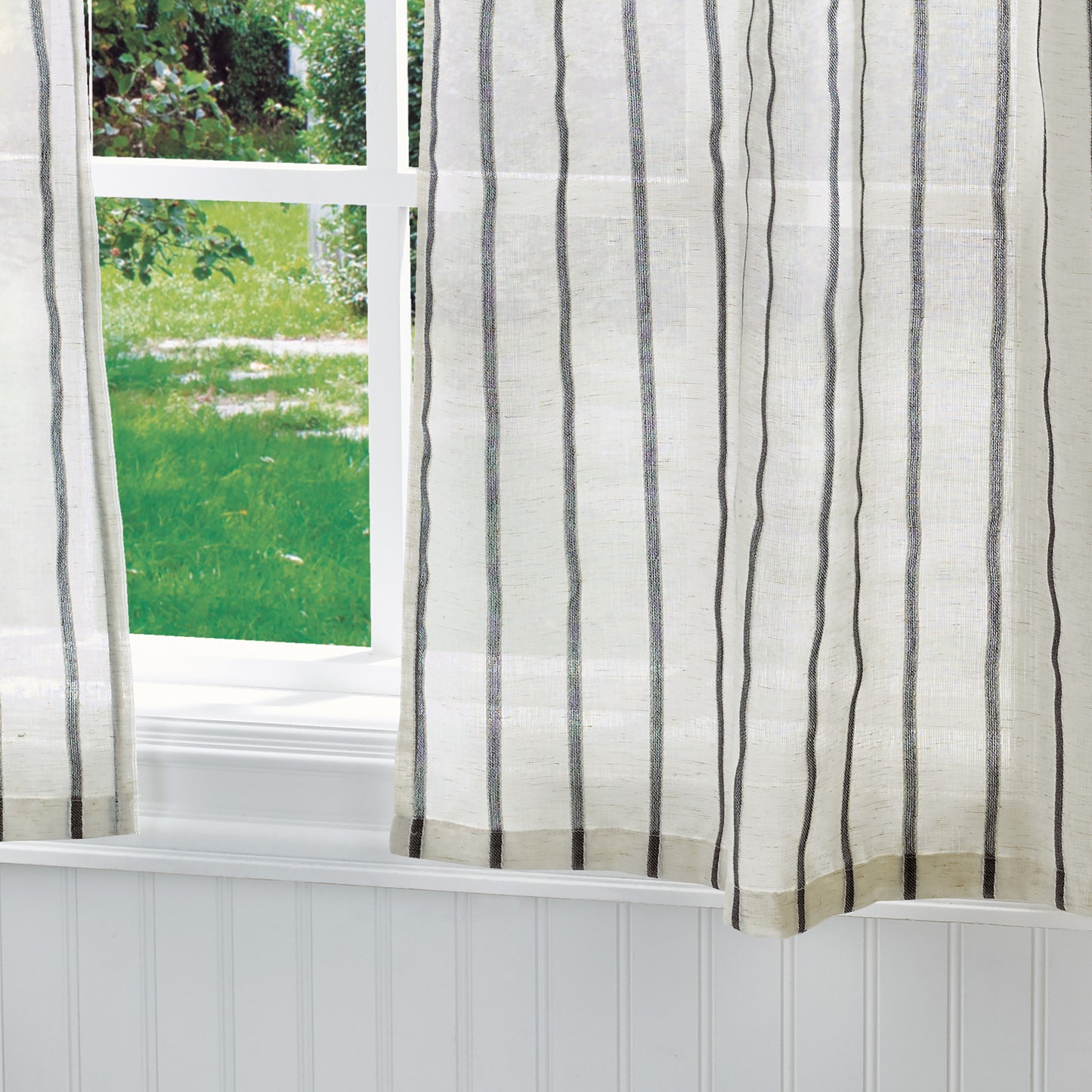 Martha Stewart Laguna Stripe Valance & Tiers Grey