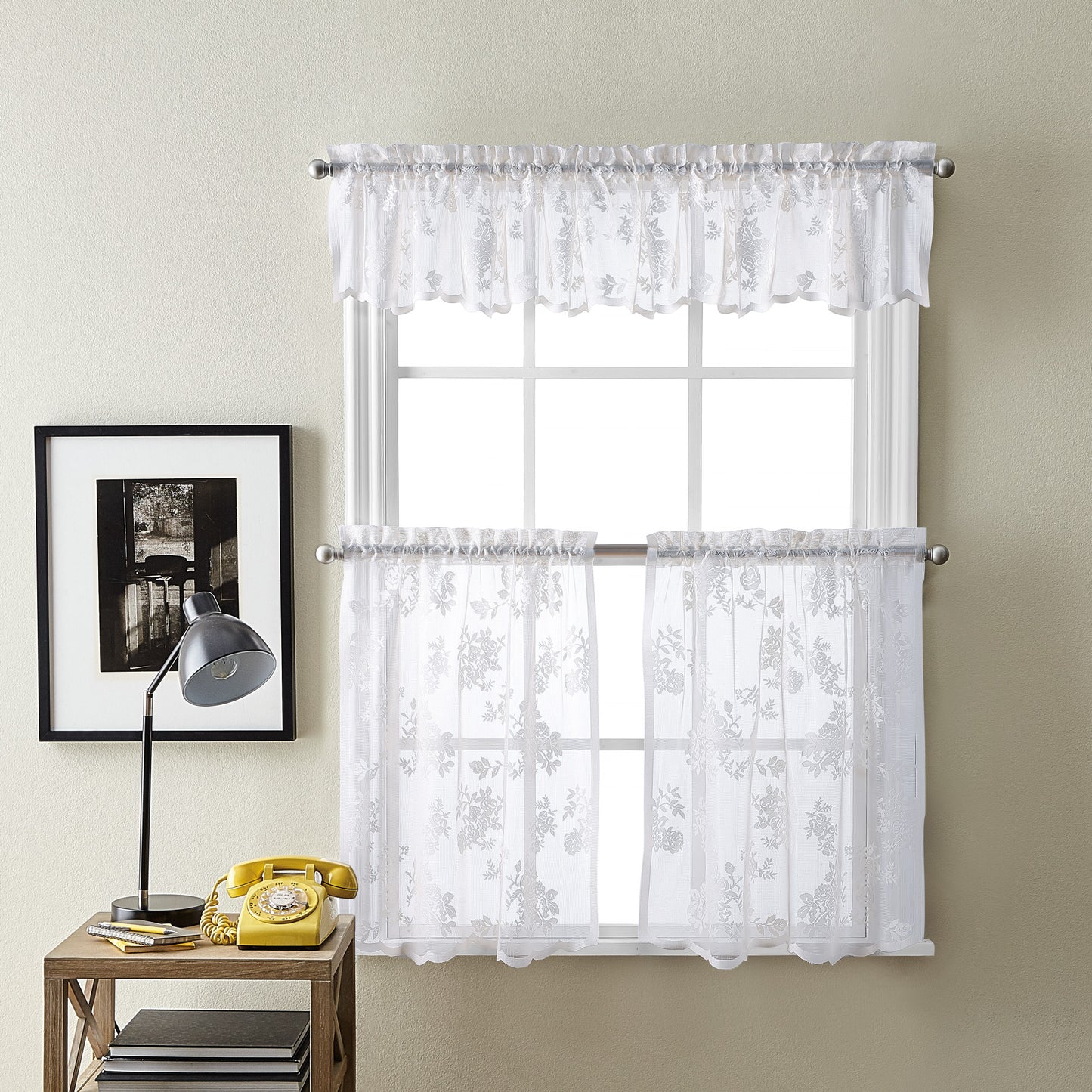 Curtainworks Sibella Lace Valance & Tiers