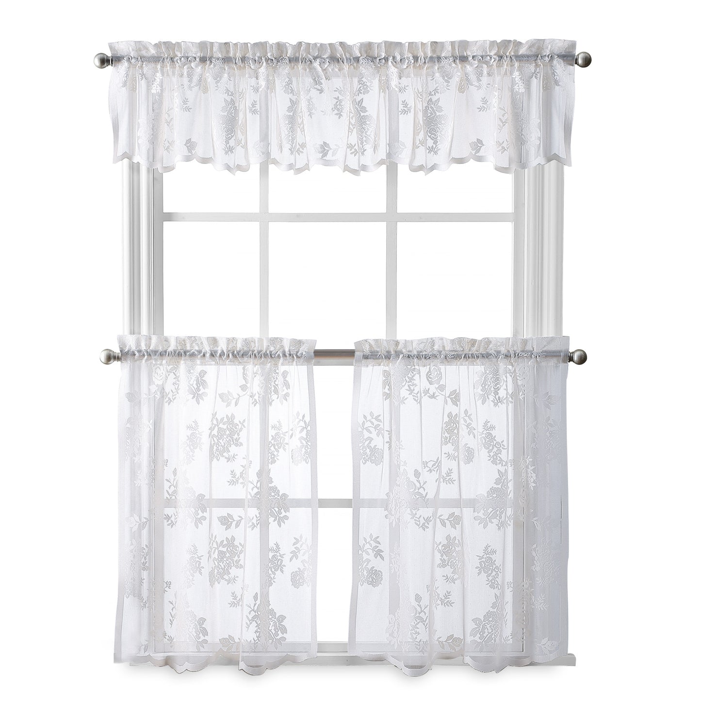 Curtainworks Sibella Lace Valance & Tiers