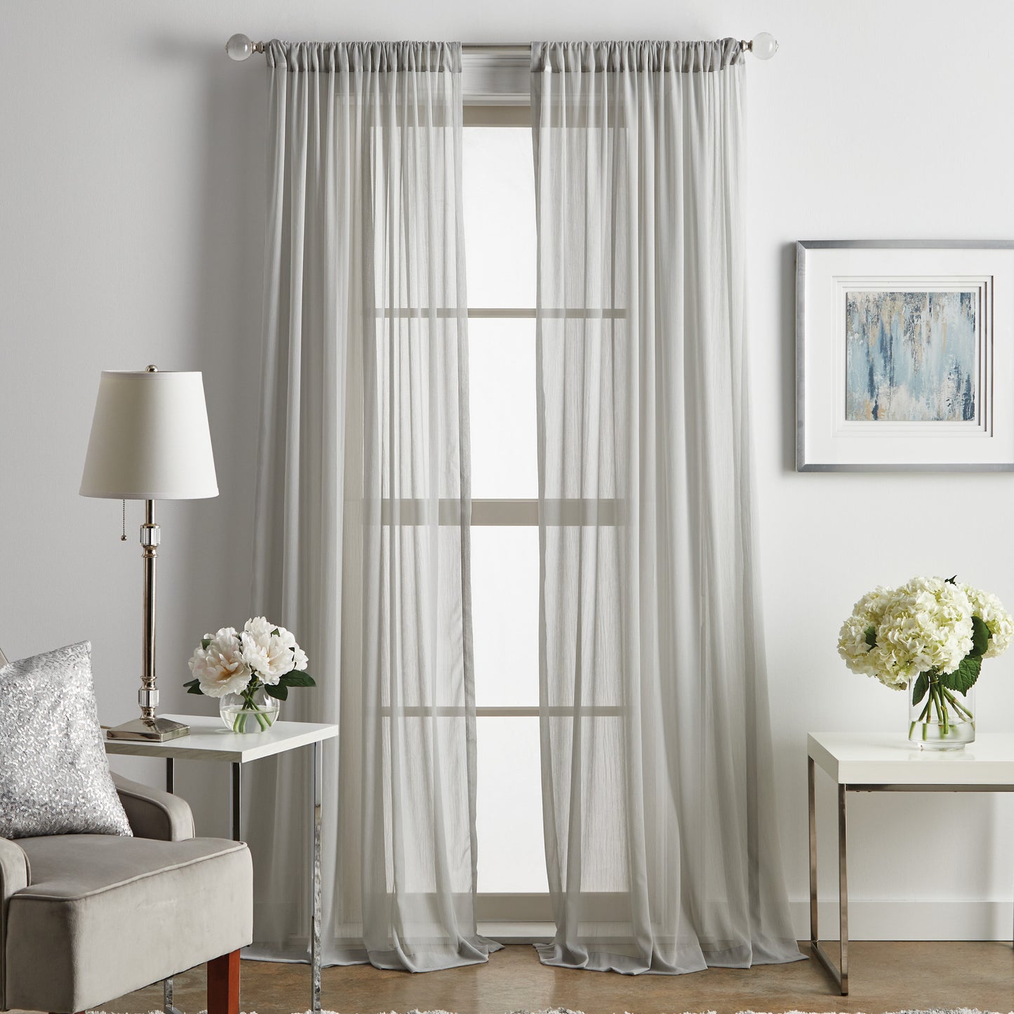Martha Stewart Glacier Sheer Curtain Panels