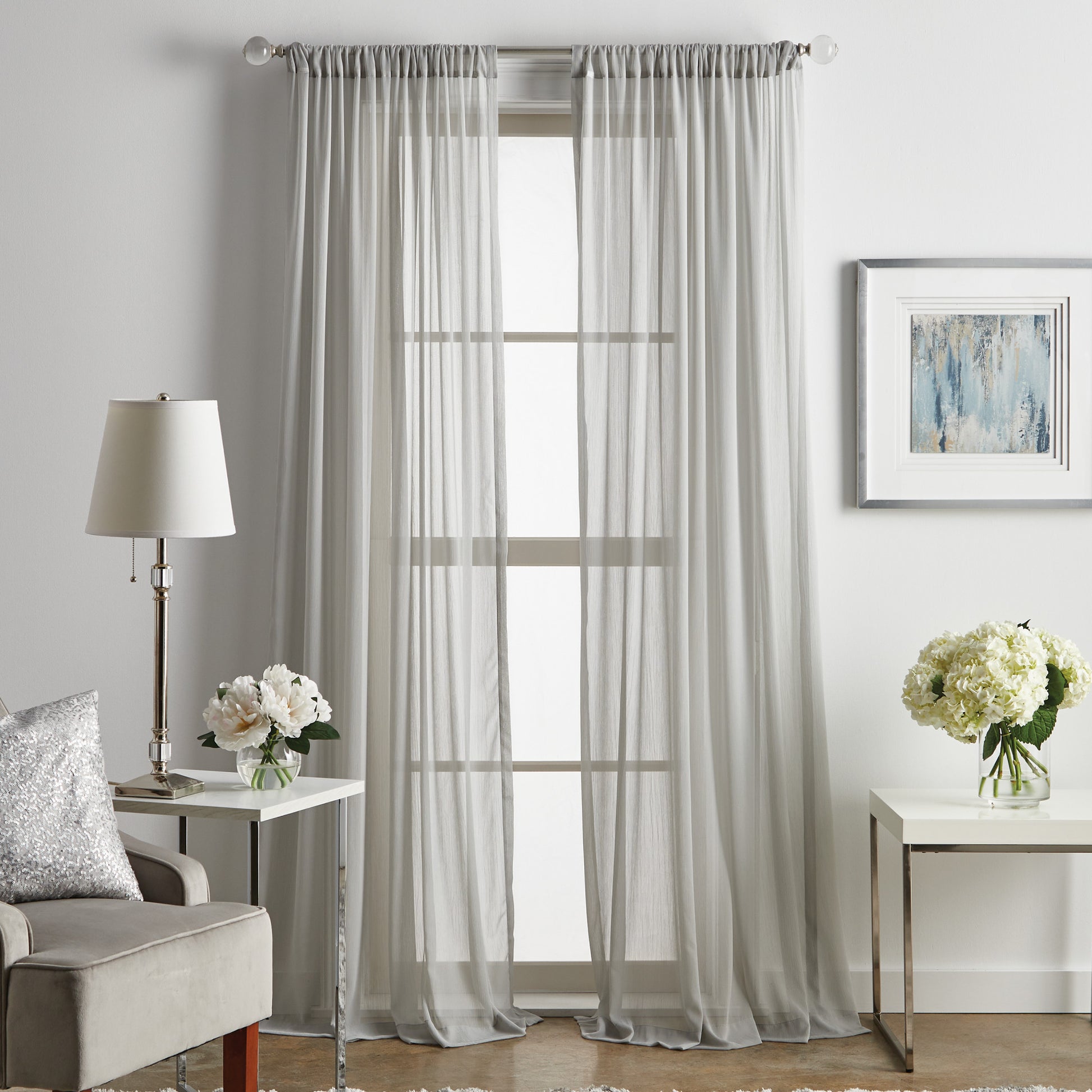 Martha Stewart Glacier Sheer Curtain Panels